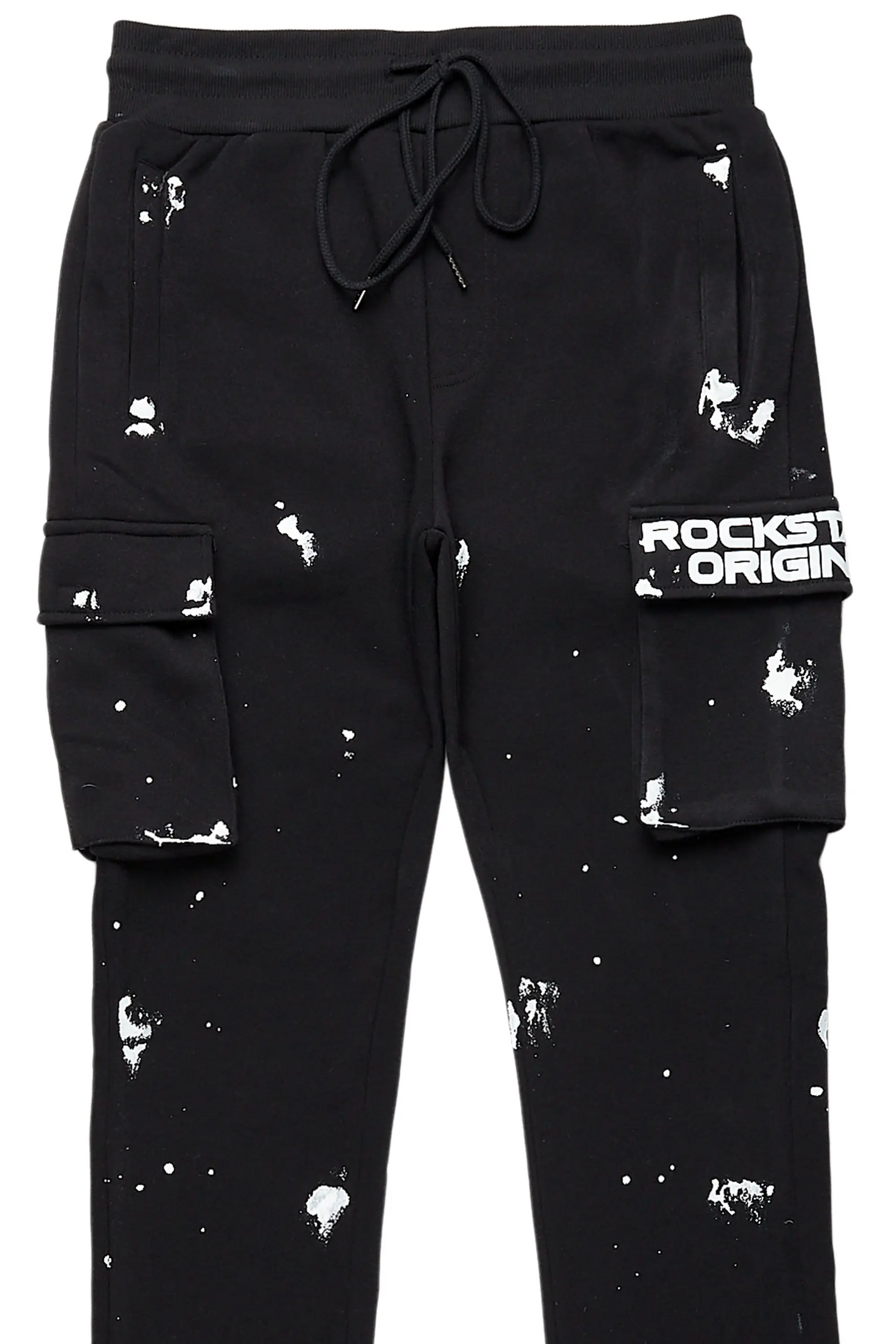 Radko Black Stacked Flare Cargo Pants