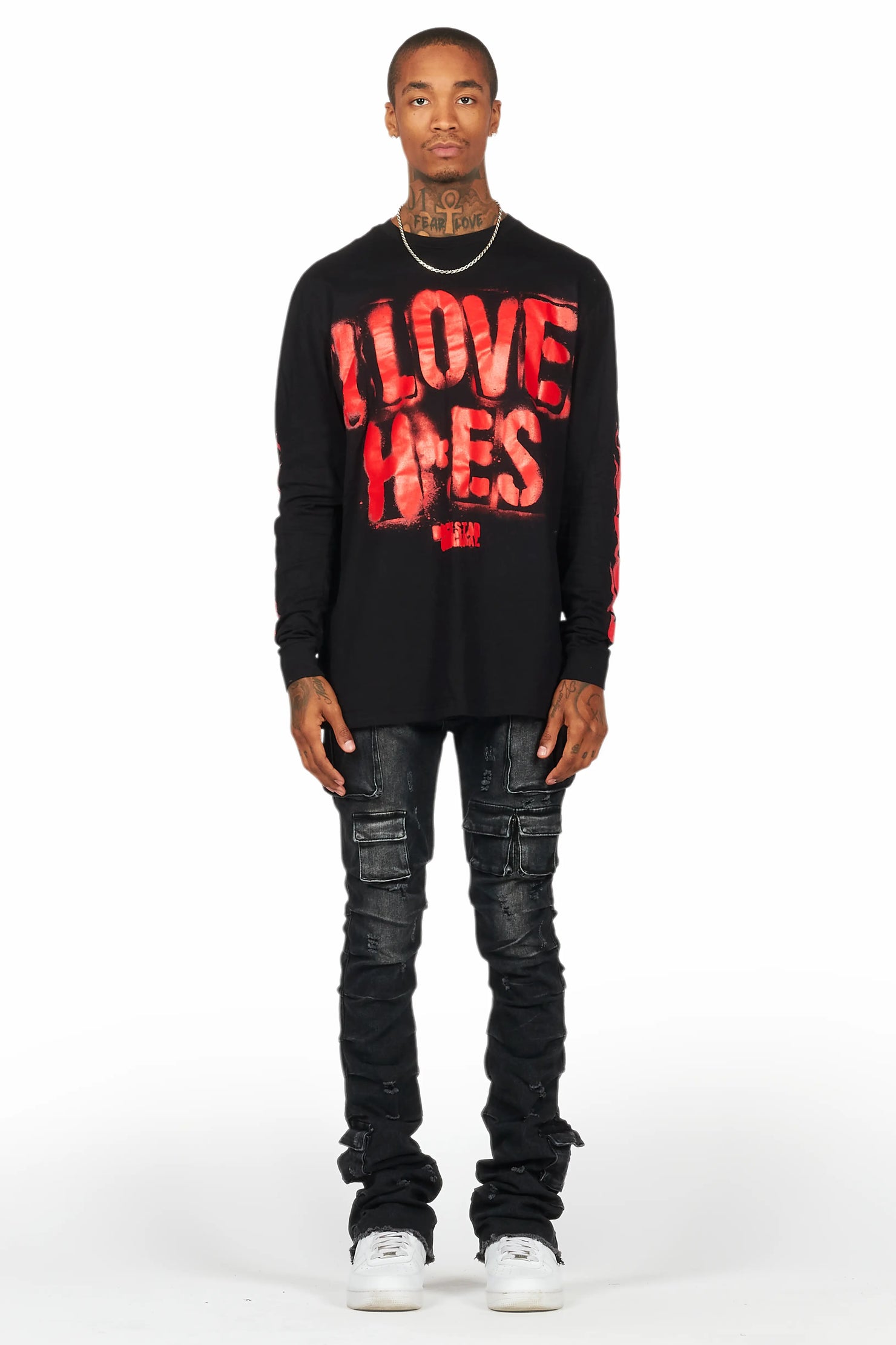 Banyan Black/Red Long Sleeve Graphic T-Shirt