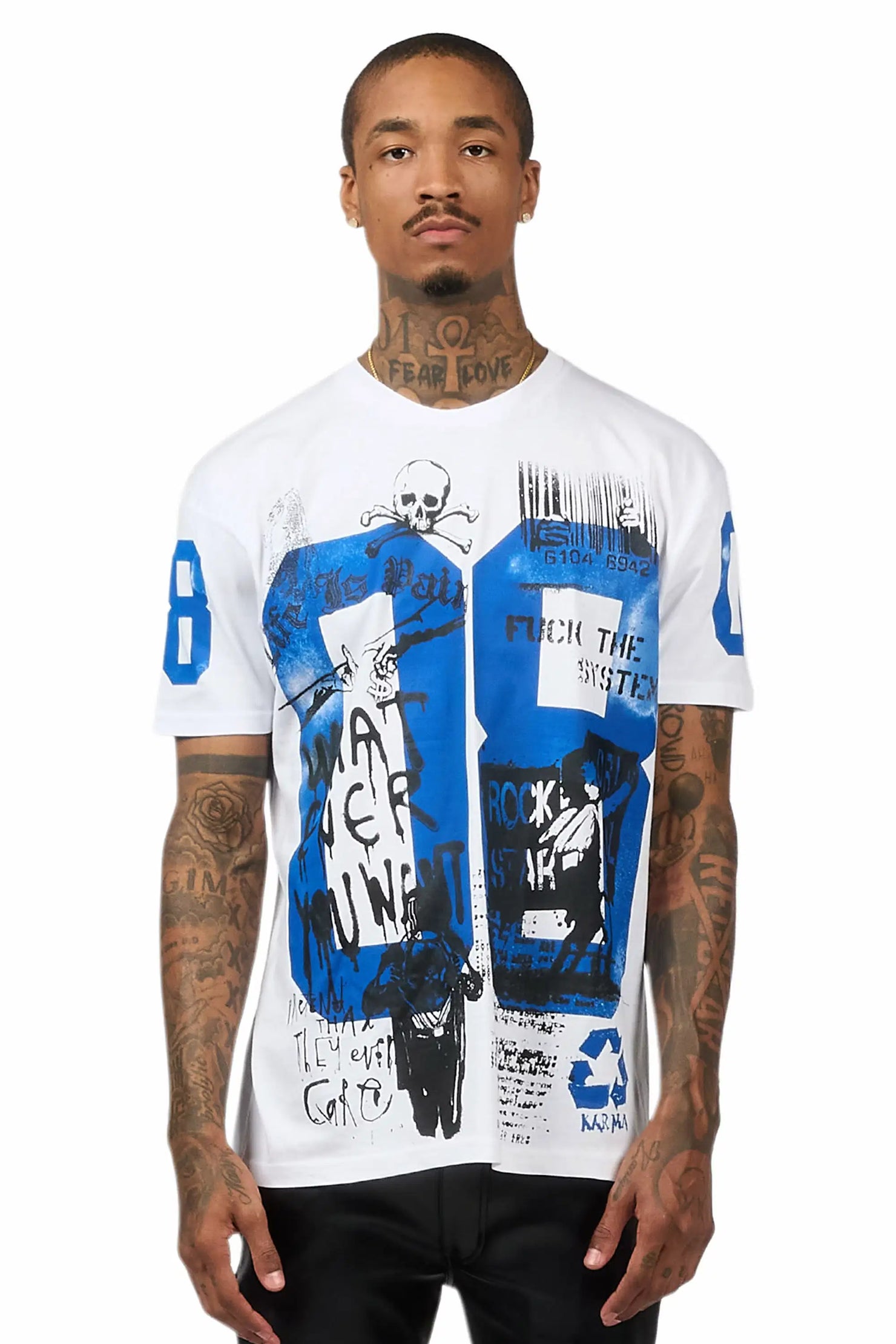 Grill 3.0 White/Blue Oversized Graphic T-Shirt