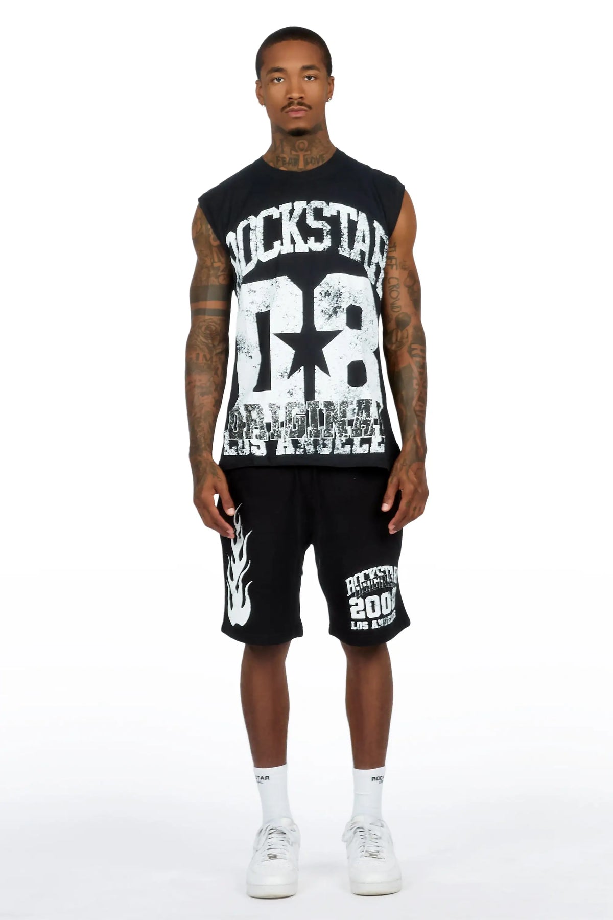 Edel Black Cut Sleeve T-Shirt Short Set