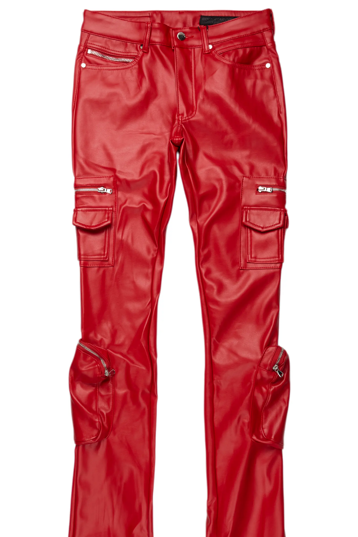 Sutton Red PU Super Stacked Flare Jean