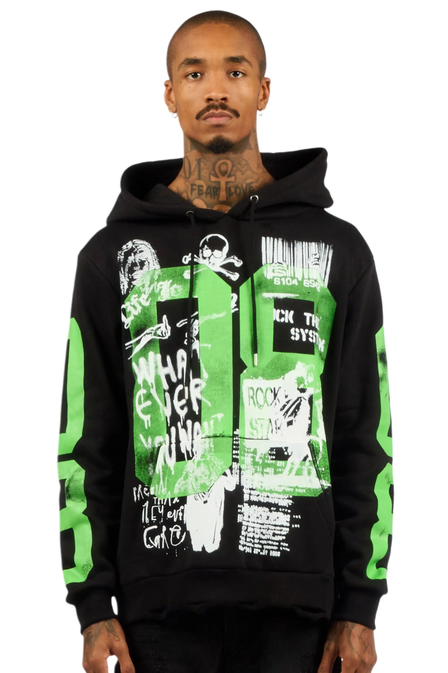Grill Black/Green Graphic Relaxed Hoodie