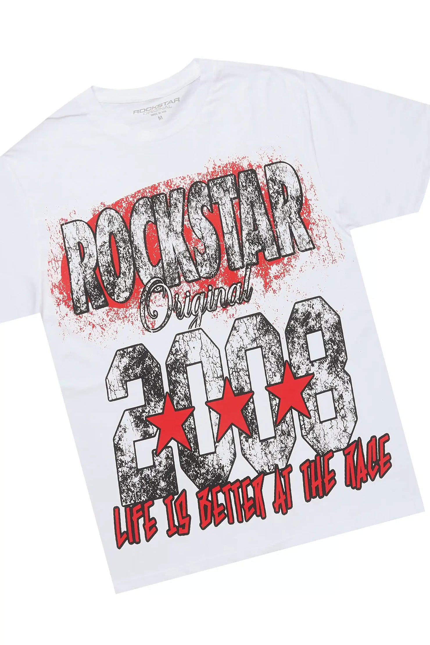 Racing Grung White/Burgundy Graphic T-Shirt Short Set