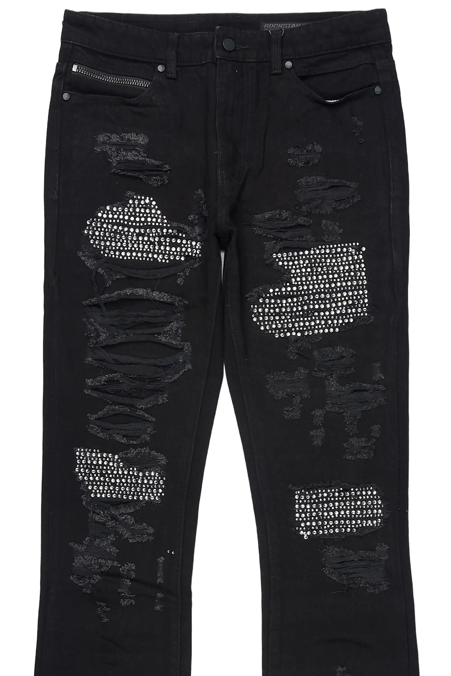 Mathey Black Rhinestone Stacked Fit Jean