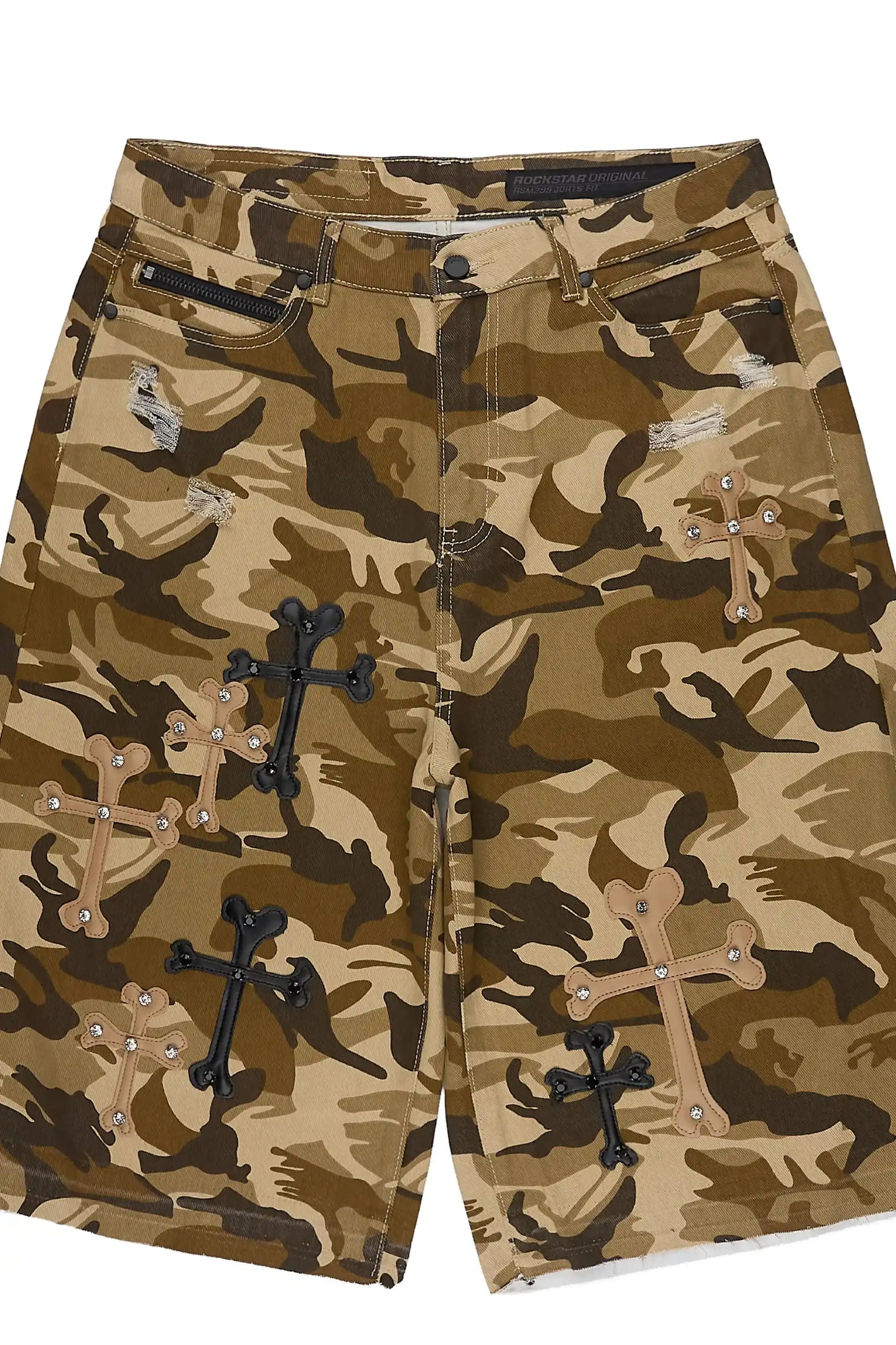 Olivier Beige Camo Patch Rhinestone Jort