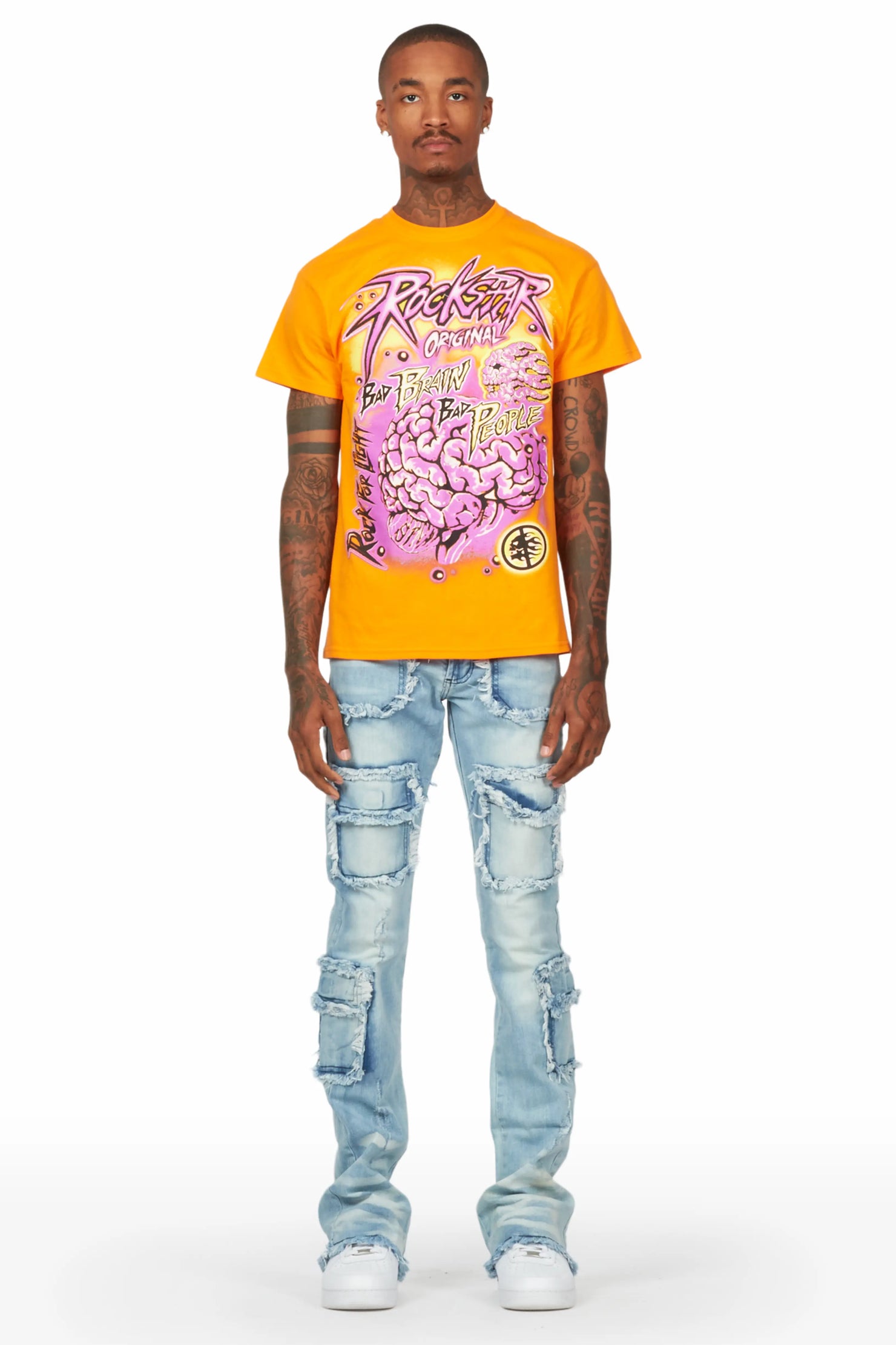 Savino Blue Stacked Flare Cargo Jean