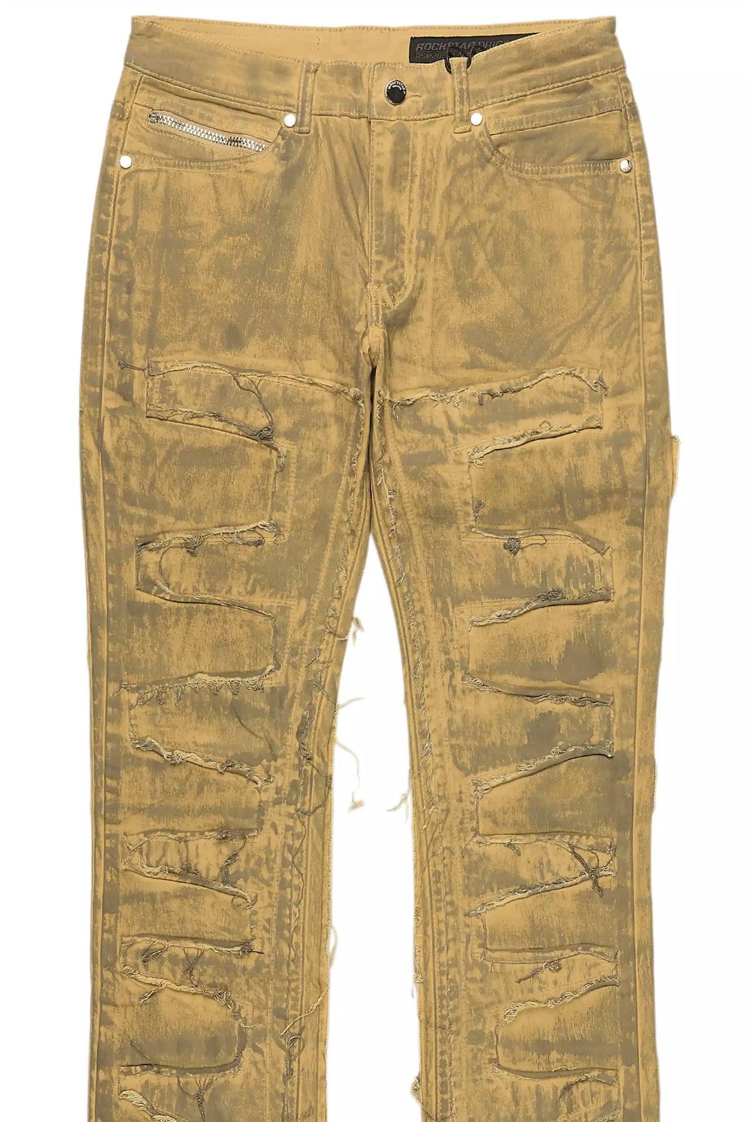 Shake Beige Oil Wash Stacked Flare Jean