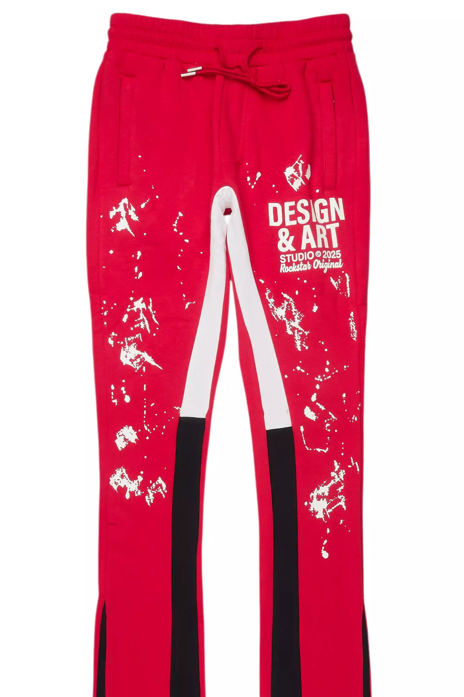 Damone Red Super Stacked Flare Track Pant