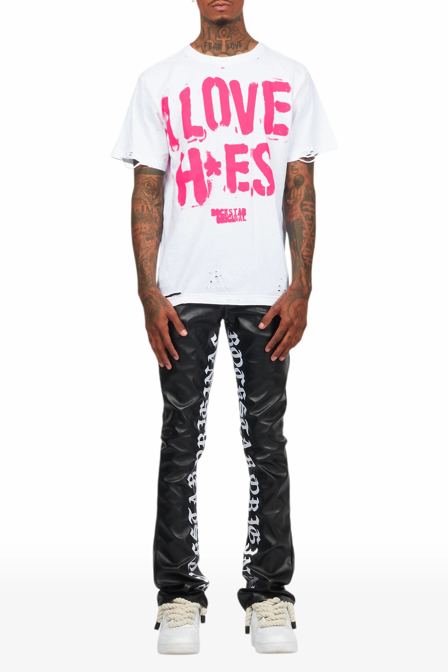 Banyan White/Pink Graphic Oversized T-Shirt