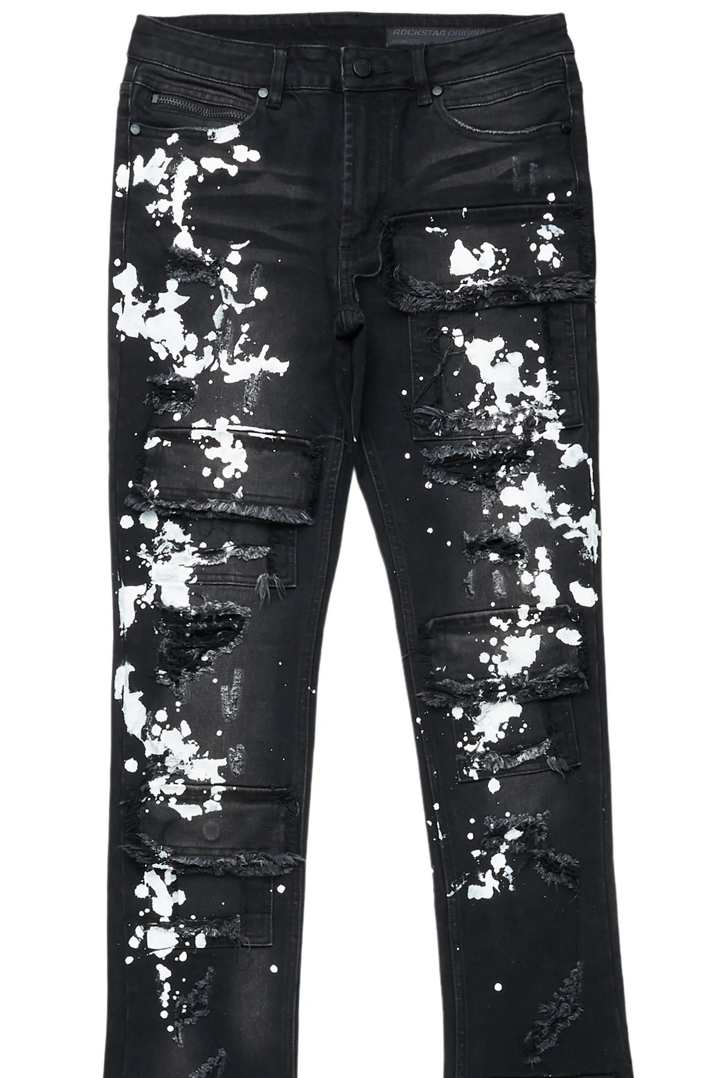 Landis Black Painter Super Stacked Flare Jean
