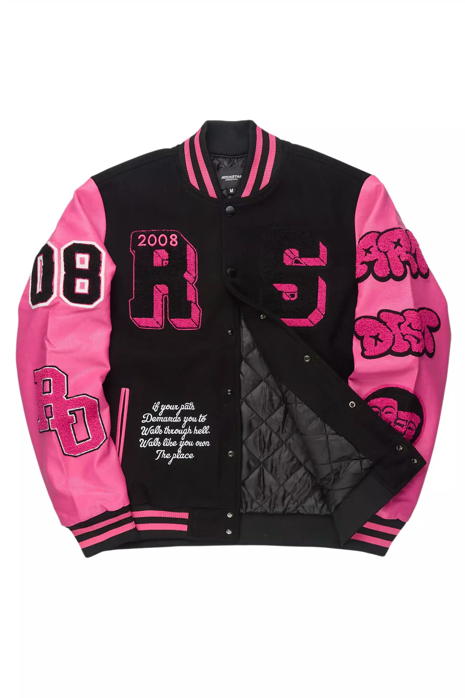 Leslaw Pink/Black Varsity Jacket