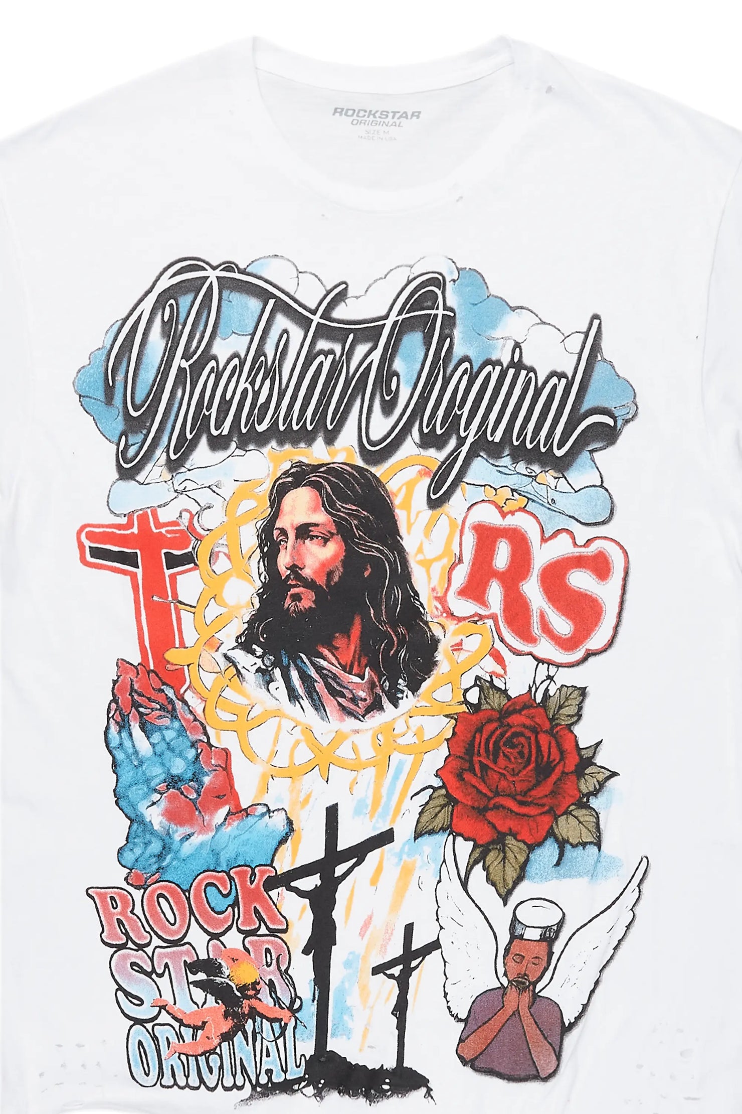 Tadashi White Graphic Oversized T-Shirt