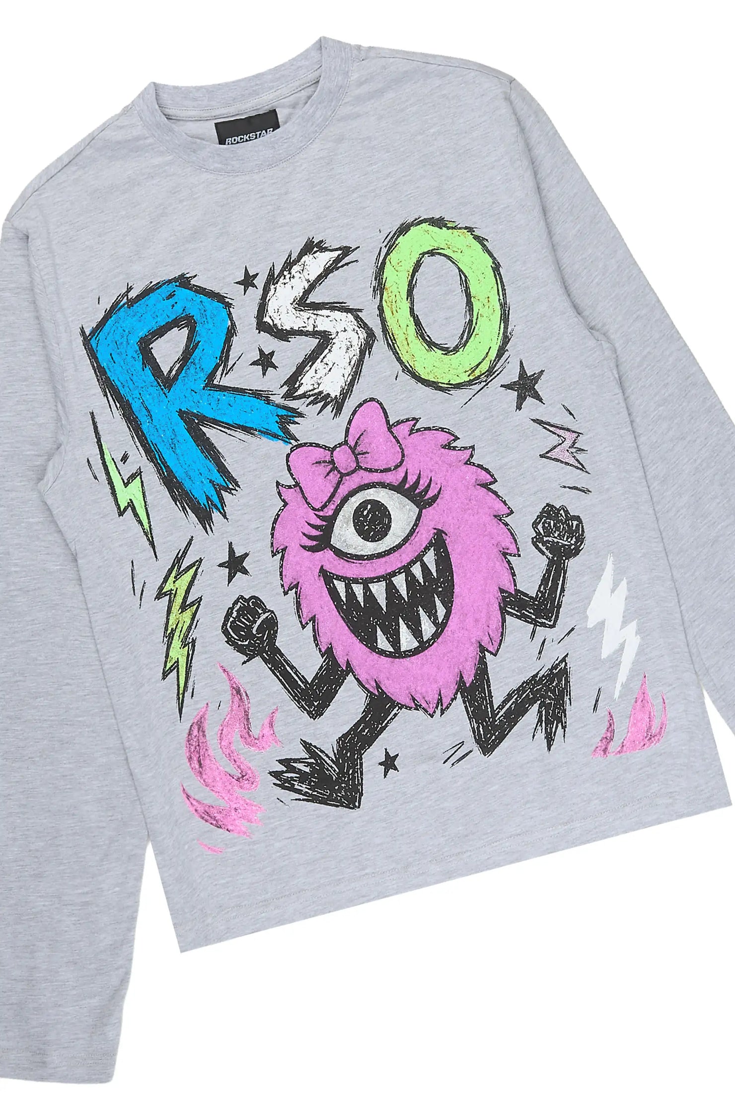 Girls Zesta Grey/Dark Grey Long Sleeve T-Shirt Baggy Jean Set