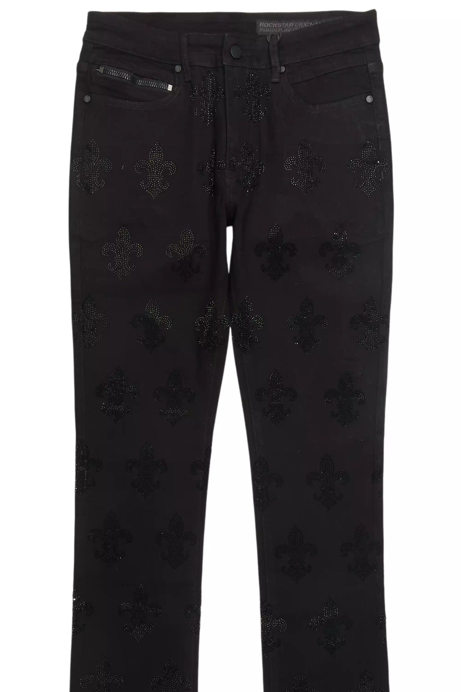 Shyne Black Rhinestone Stacked Flare Jean