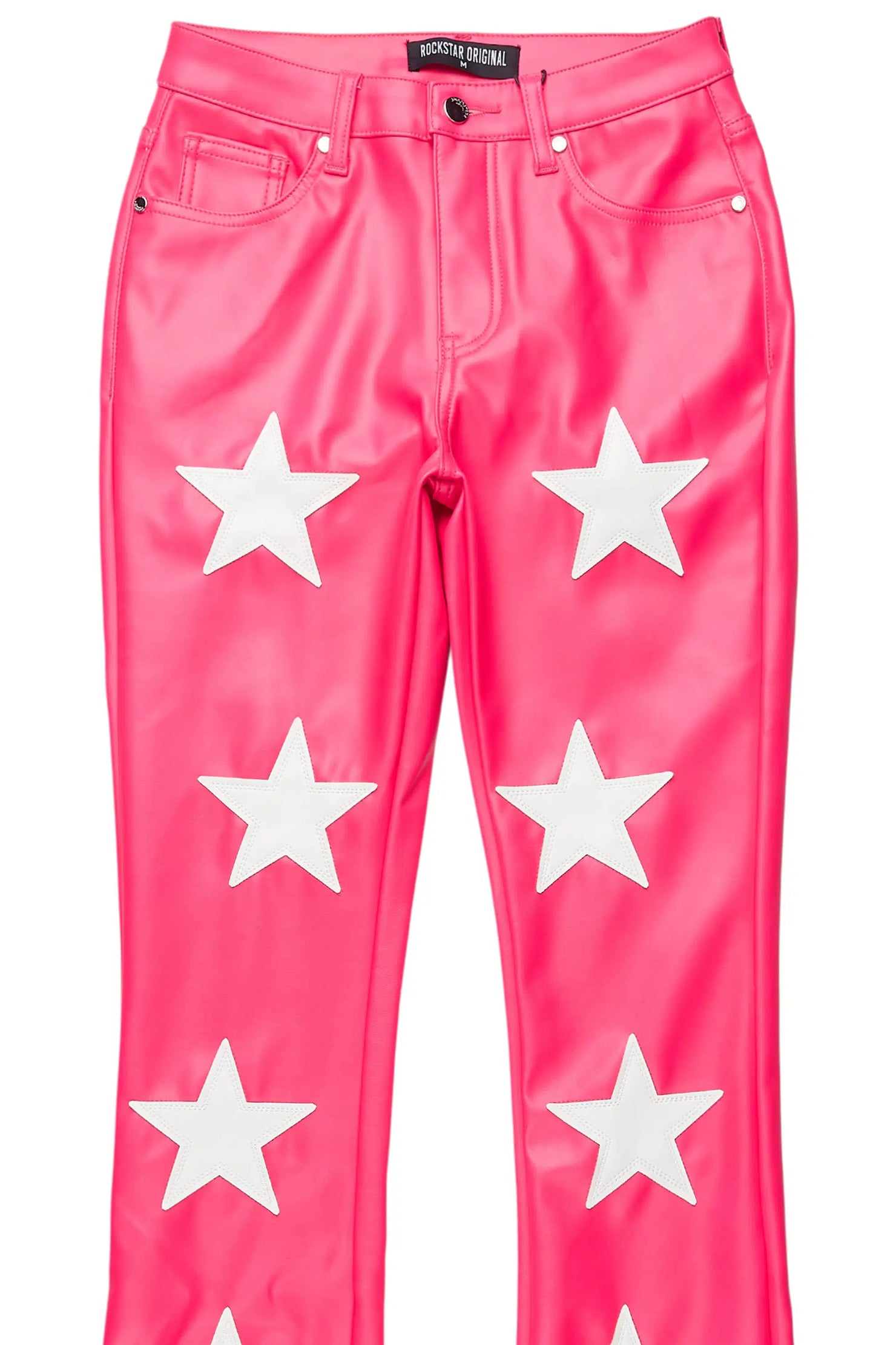 Takera Hot Pink PU Stacked Flare Pant