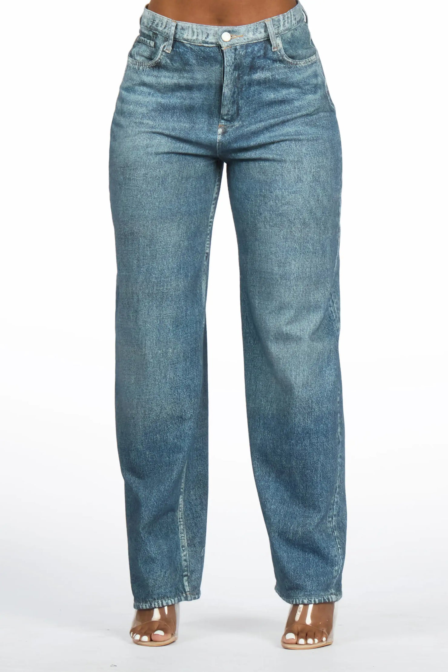 Kasai Med. Wash Denim Print Stretch Terry Sweatpant Jean