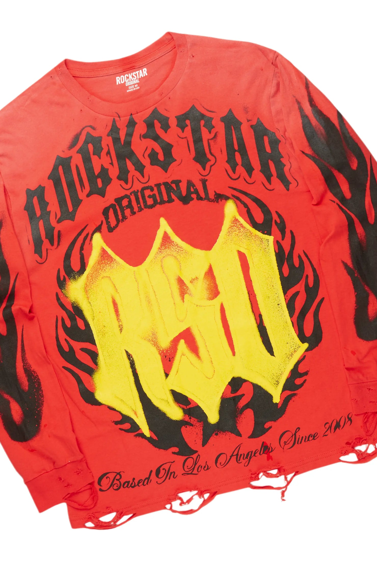 Boaz Red Long Sleeve/Stacked Flare Jean Set