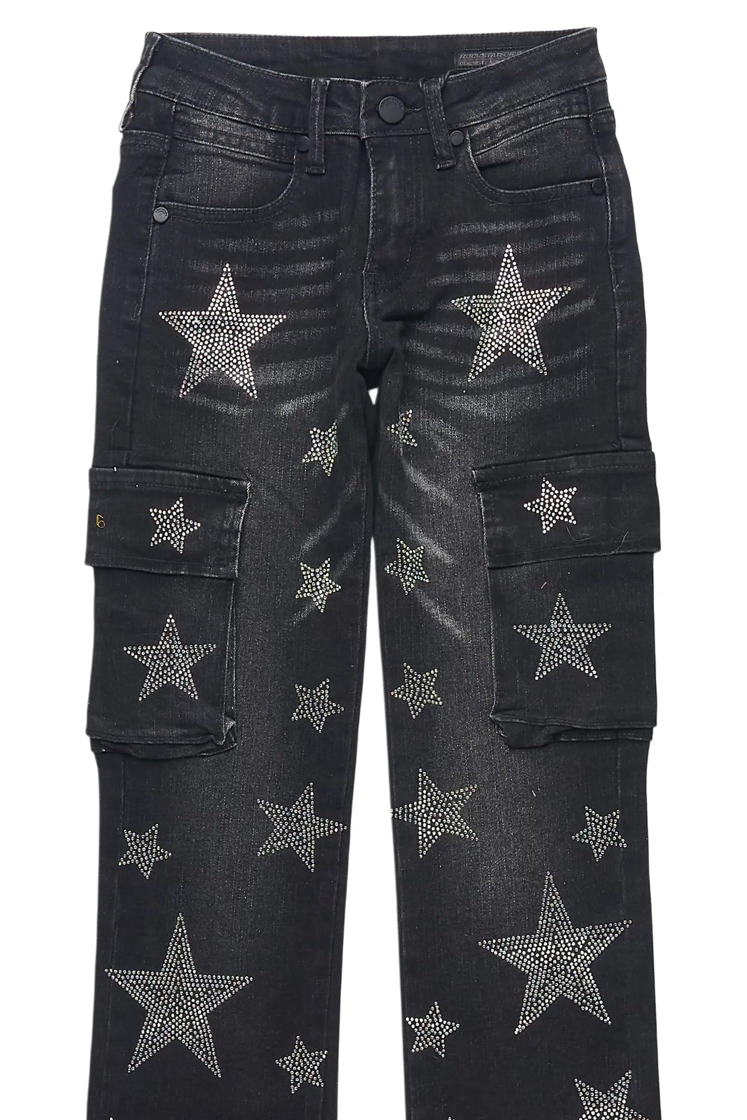 Girls Kendrica Black Rhinestone Stacked Jean