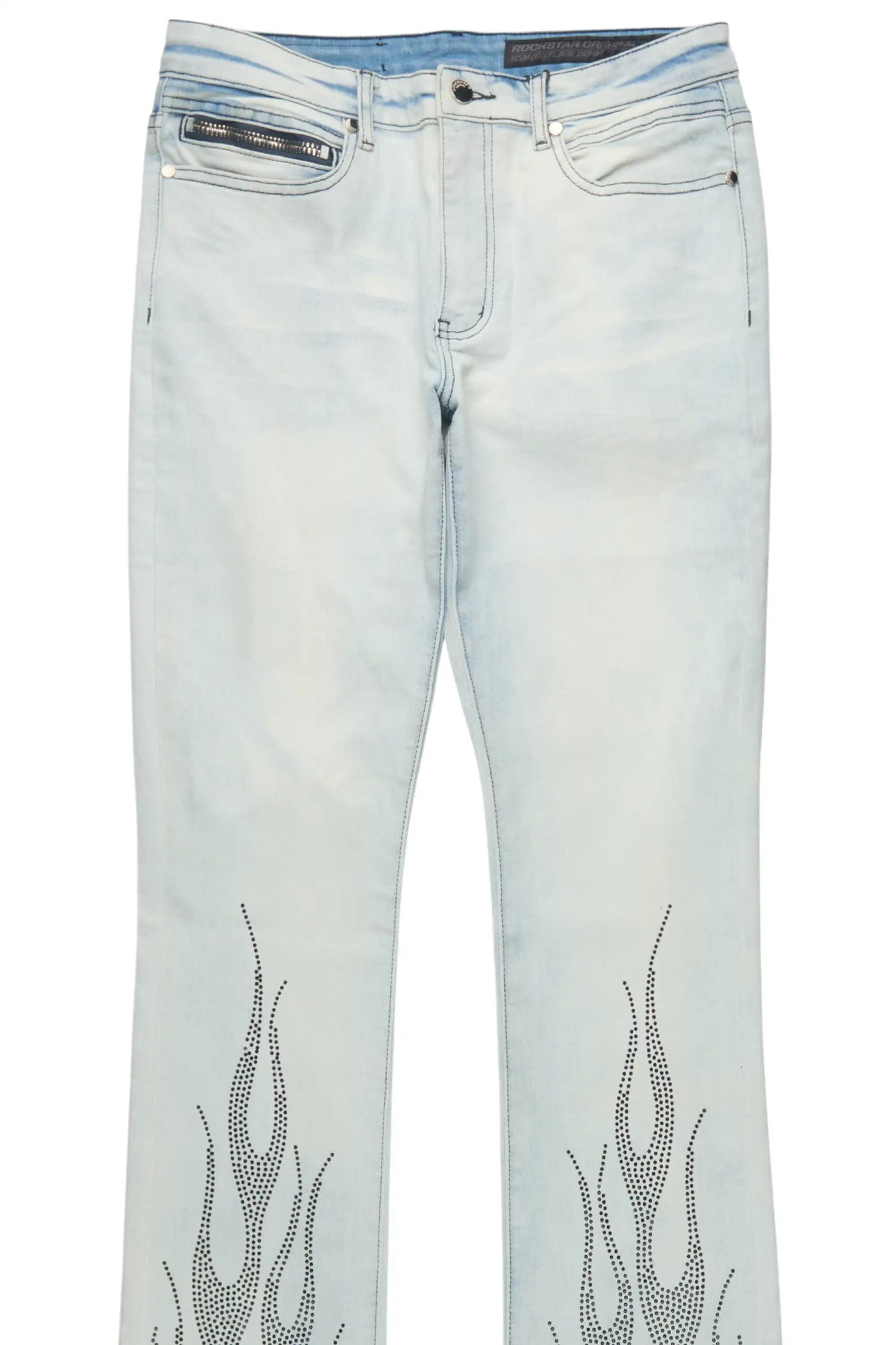 Samba Blue/Black Rhinestone Stacked Flare Jean
