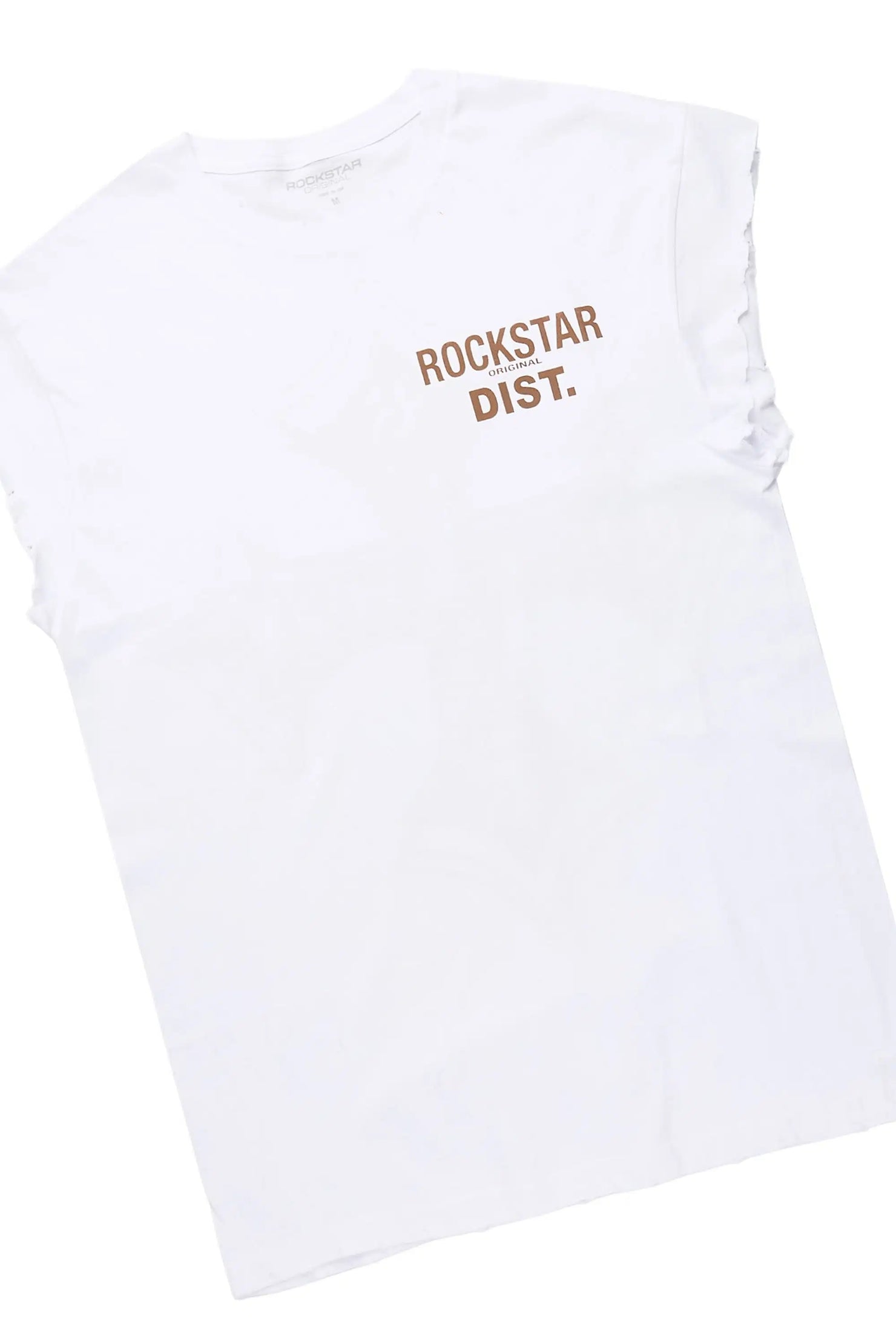 Arkady White/Beige T-Shirt/Stacked Baggy Track Pant Set