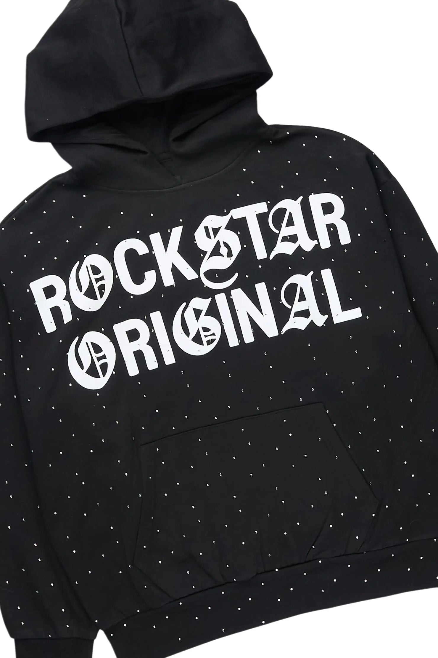 Seren Black/White Rhinestone Hoodie Relaxed Track Set