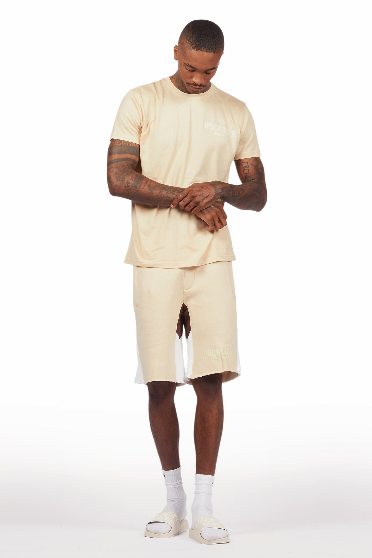 Sana Beige Relaxed T-Shirt/Short Set