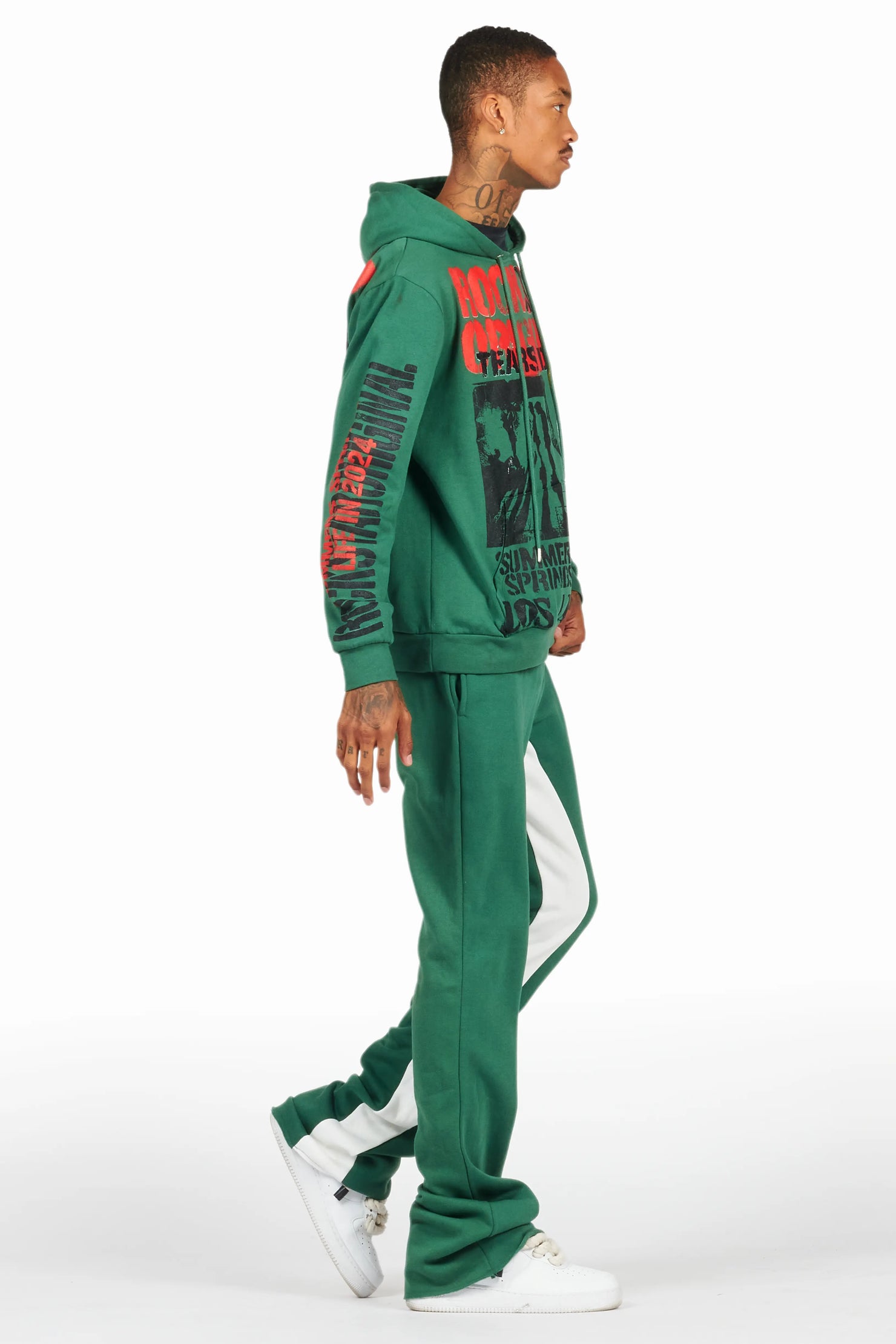 Omer Green Hoodie/Baggy Track Pant Set
