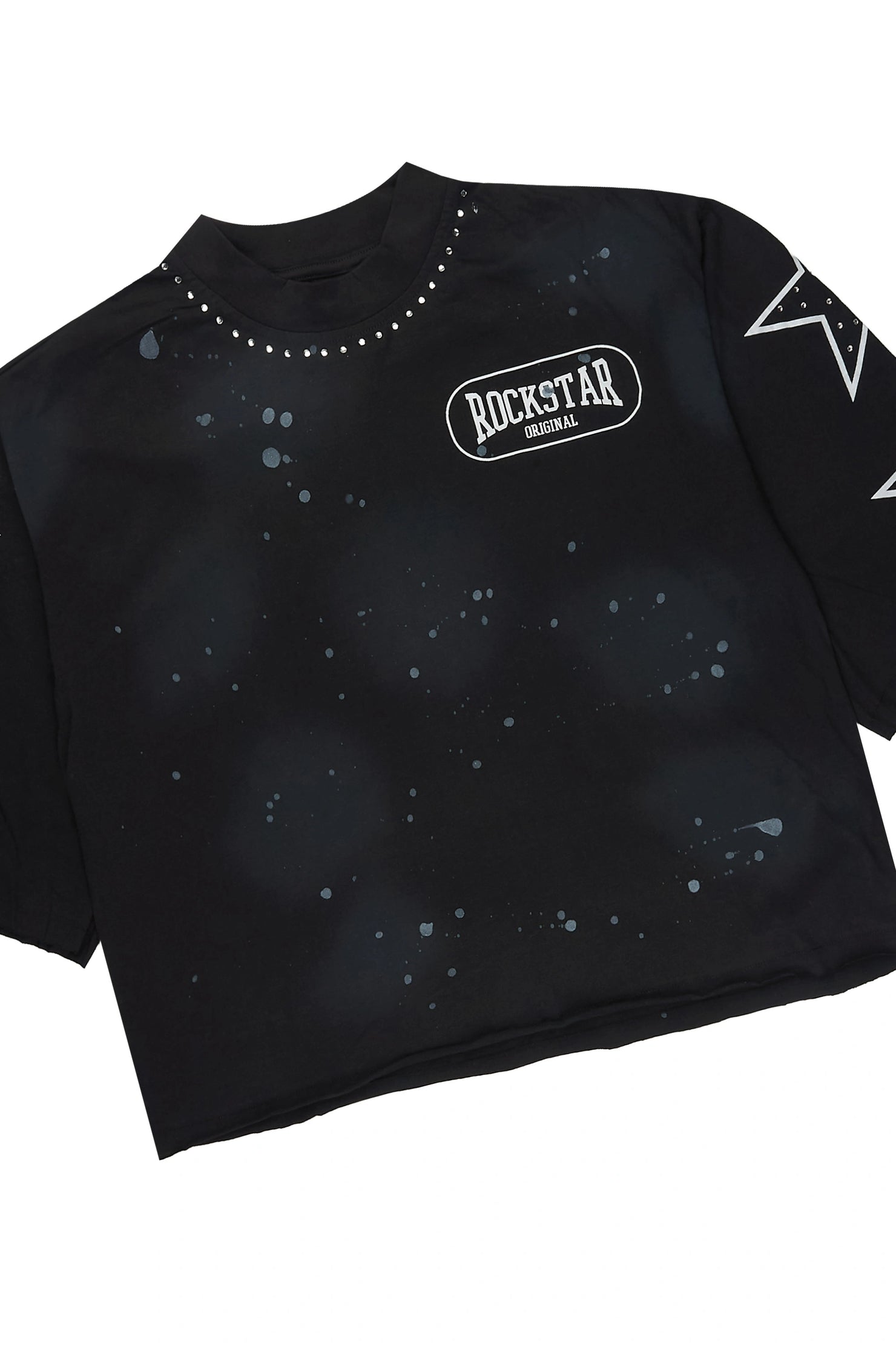 Zirka Black Studded T-Shirt/Short Set