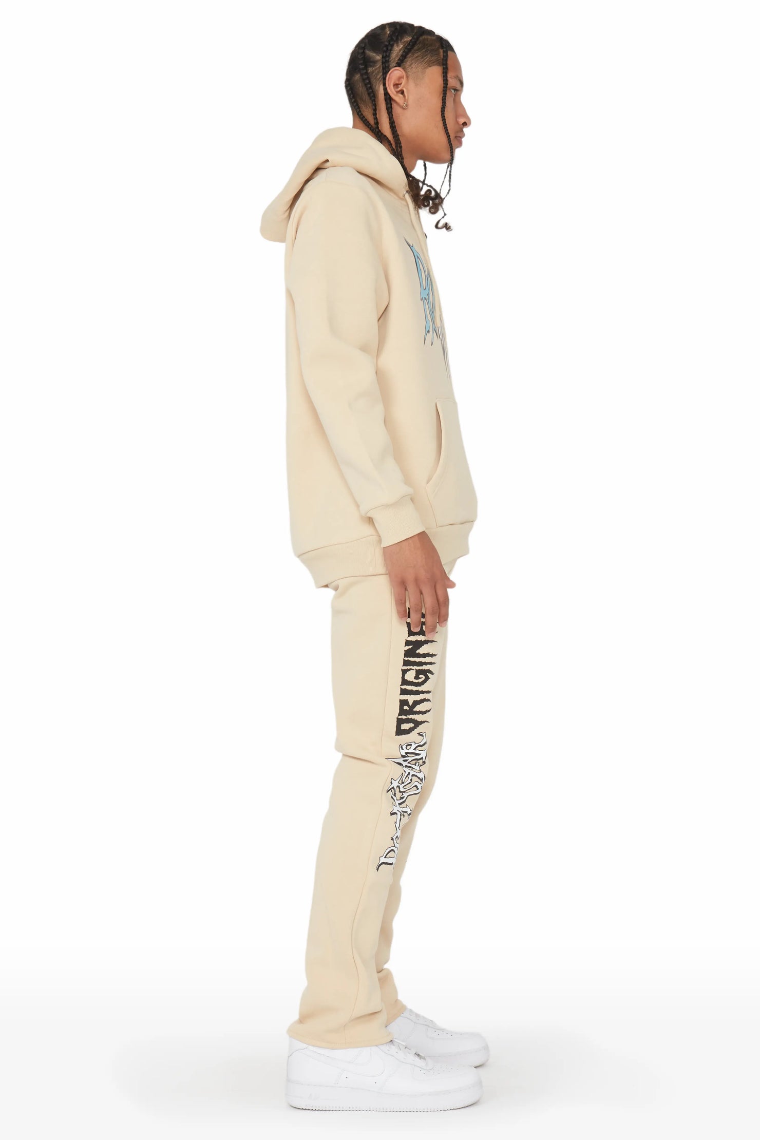 Foxx Beige Slim Fit Track Set