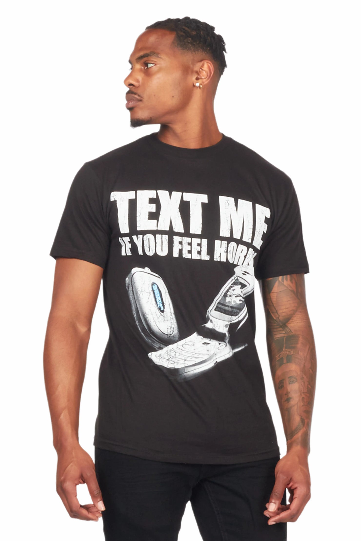 Textme Black Graphic T-Shirt