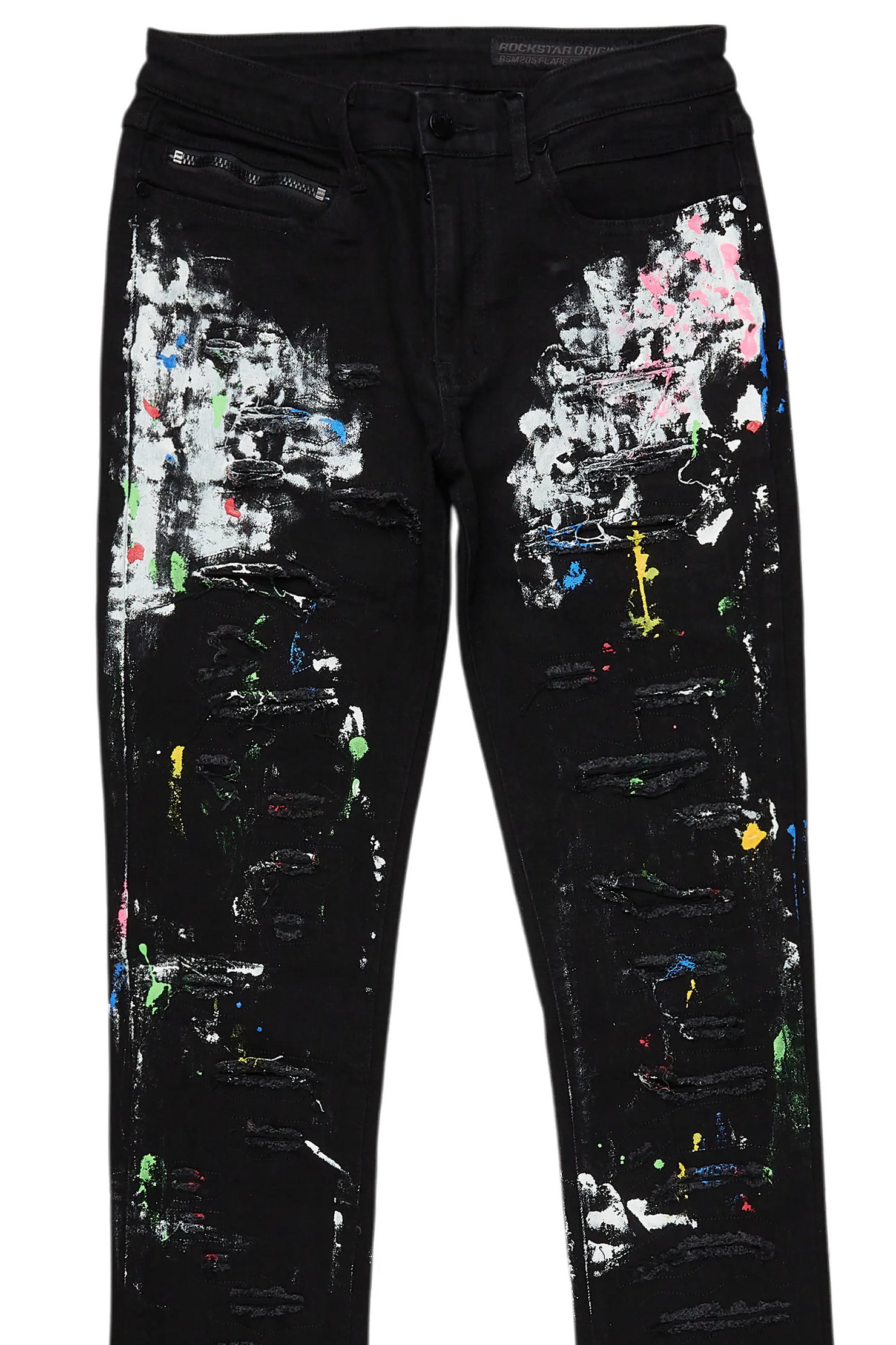 Eliseo Black Painter Stacked Flare Jean