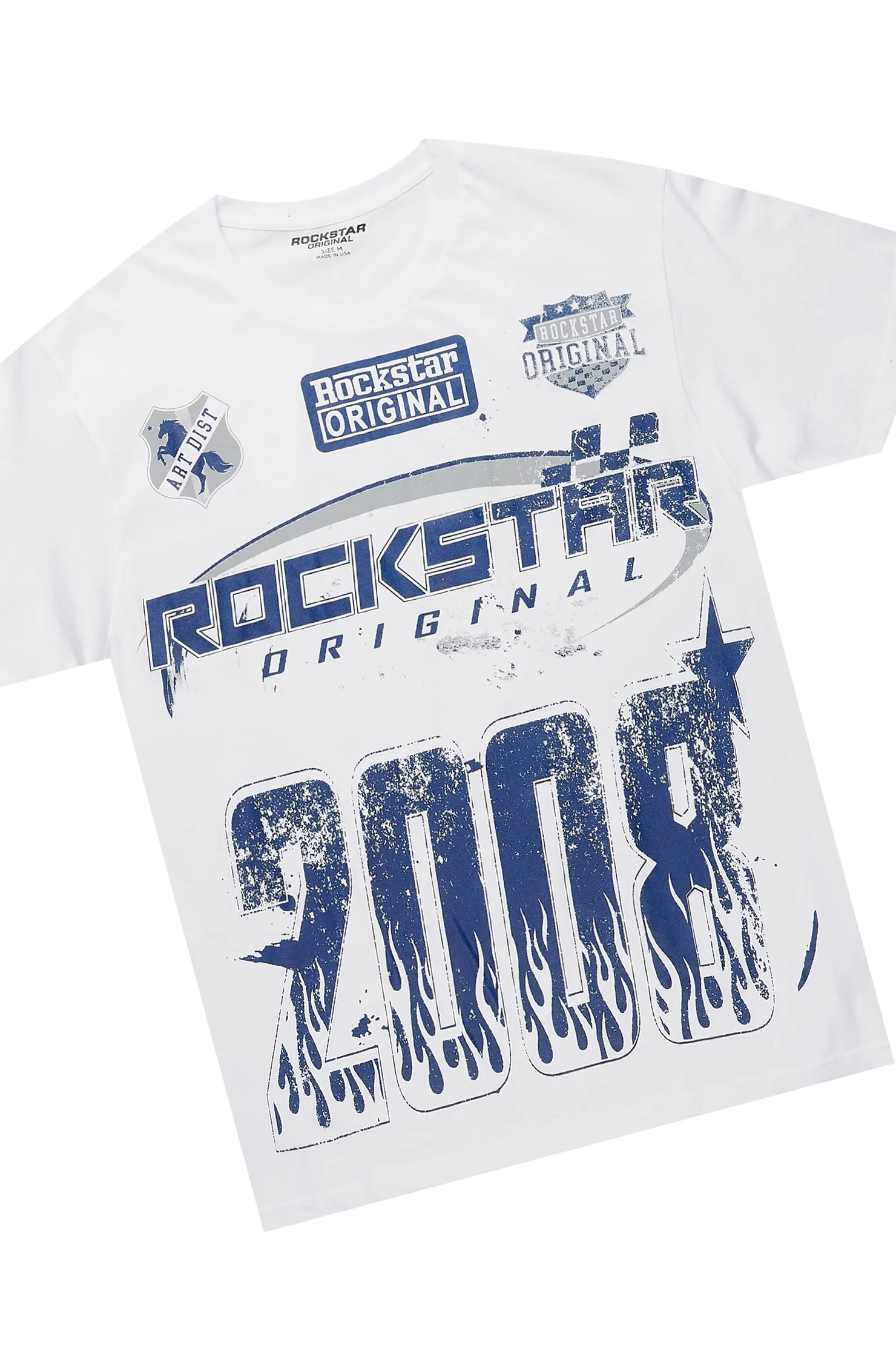 Amos White/Navy T-Shirt/Stacked Baggy Track Pant Set