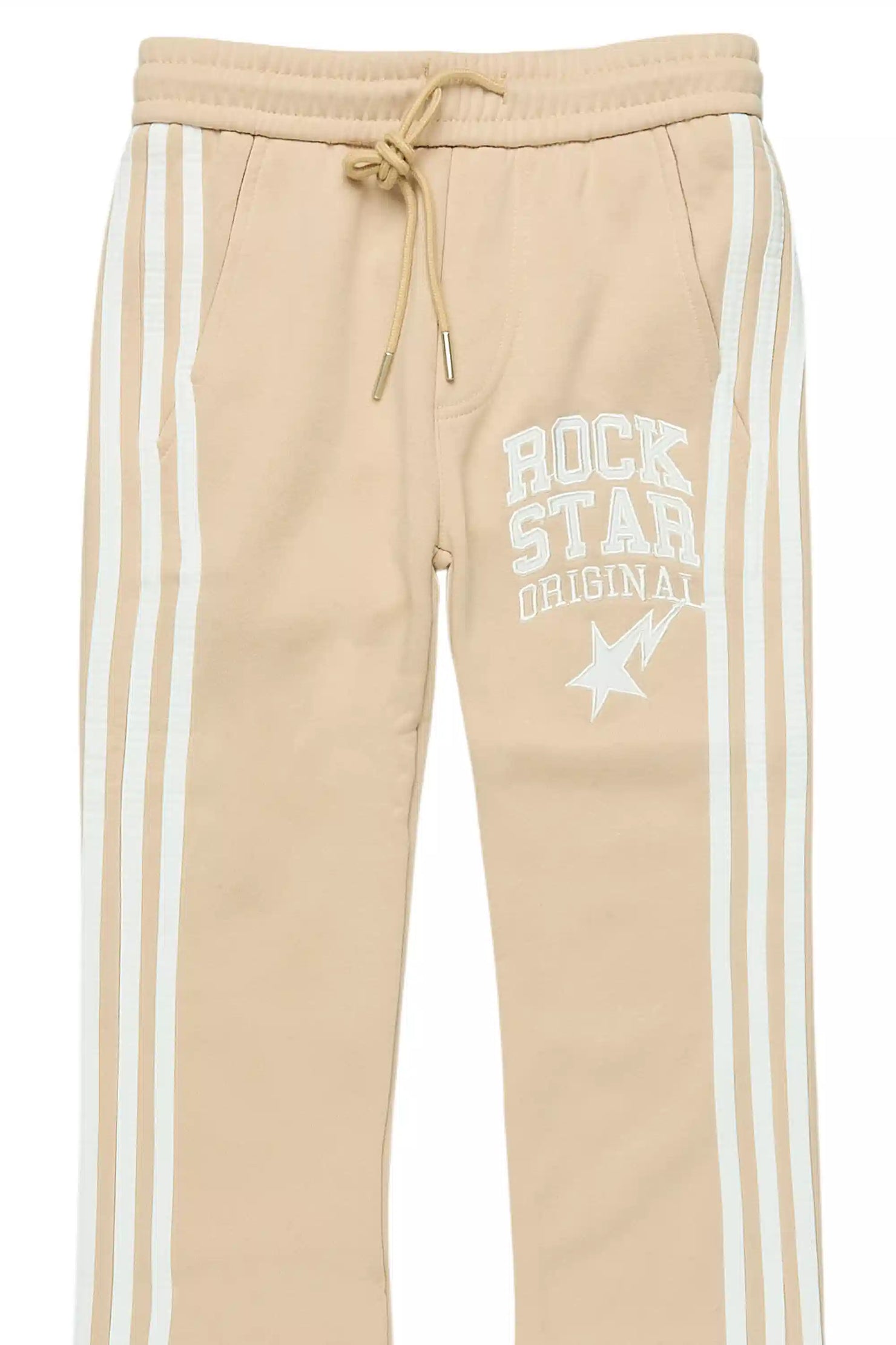Boys Gerrit Beige Stacked Baggy Track Pant
