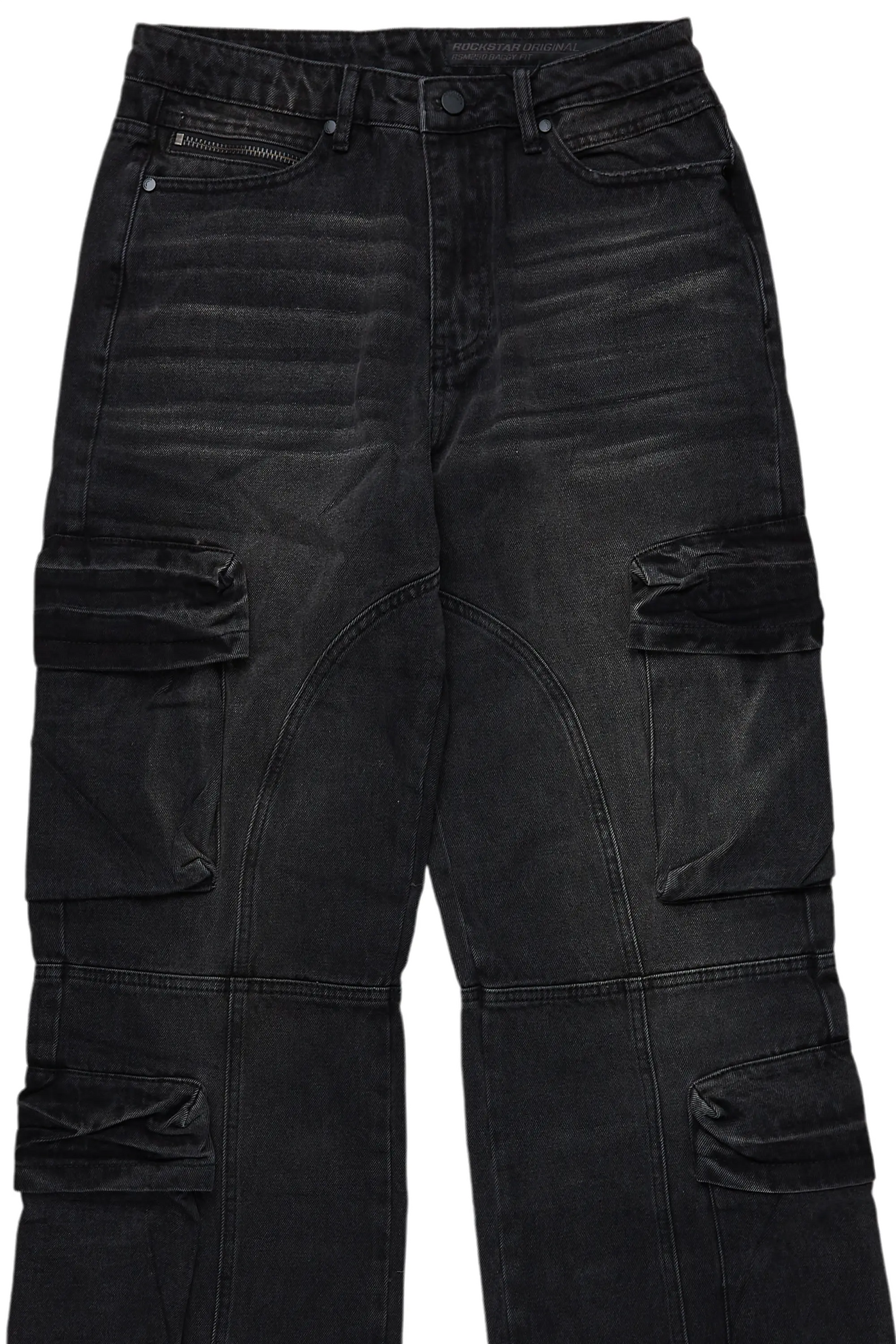 Gregor Black Baggy Fit Cargo Jean