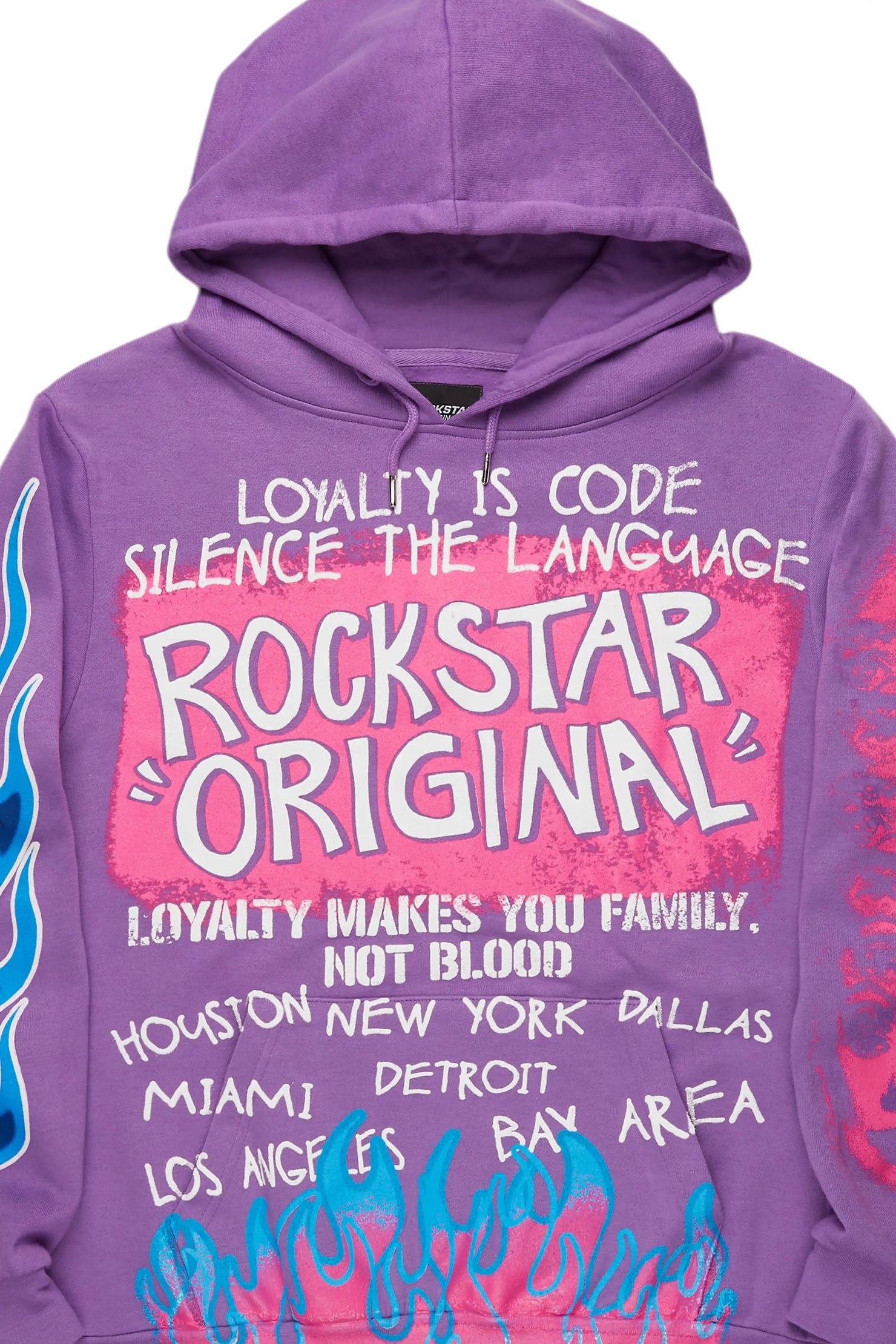 Beno Purple Distressed Graphic Hoodie