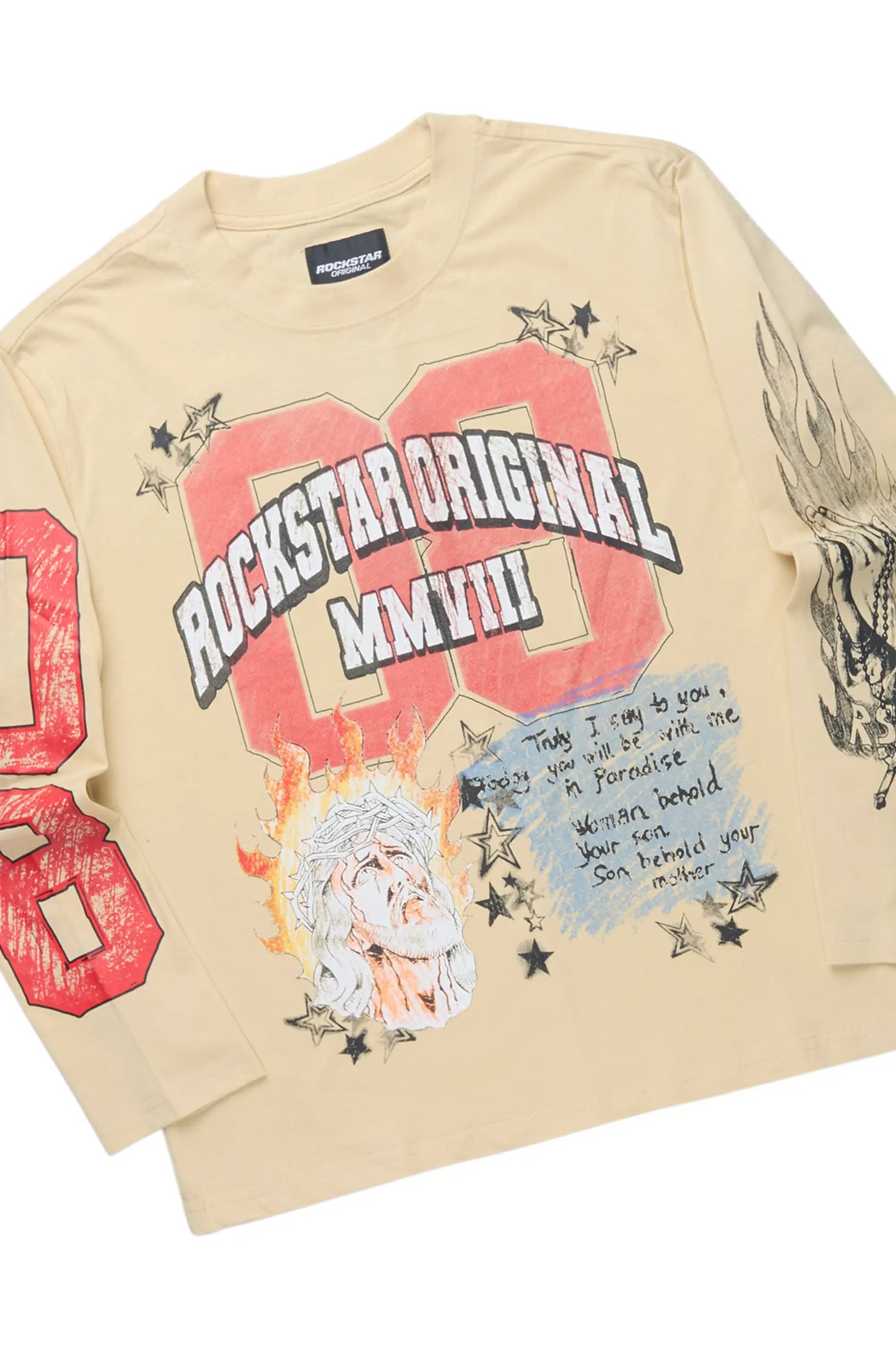 Boys Jesus Crayon Beige Long Sleeve Graphic T-Shirt Track Set