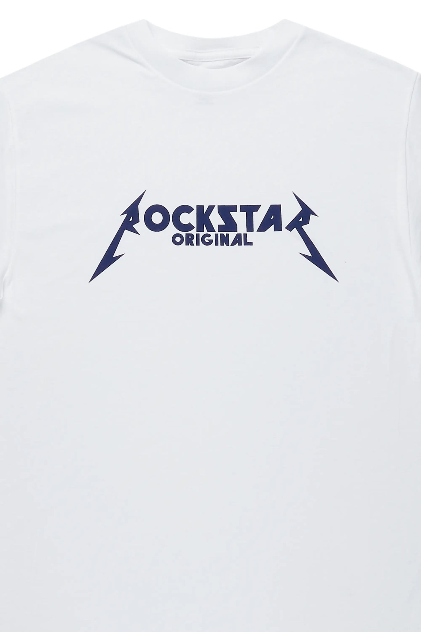 Diogo White/Navy Printed T-Shirt