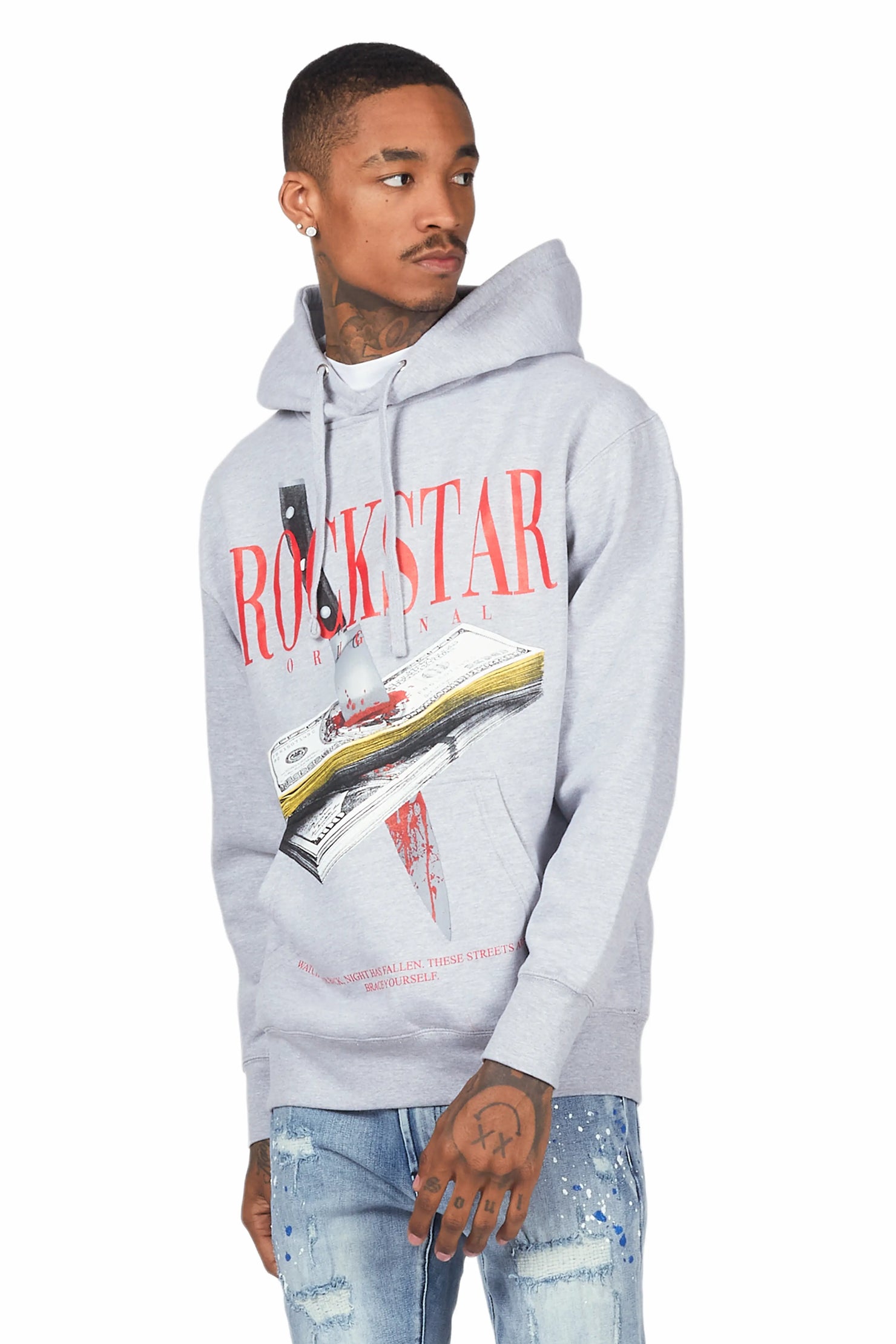 Dayte Nite Heather Grey Graphic Hoodie