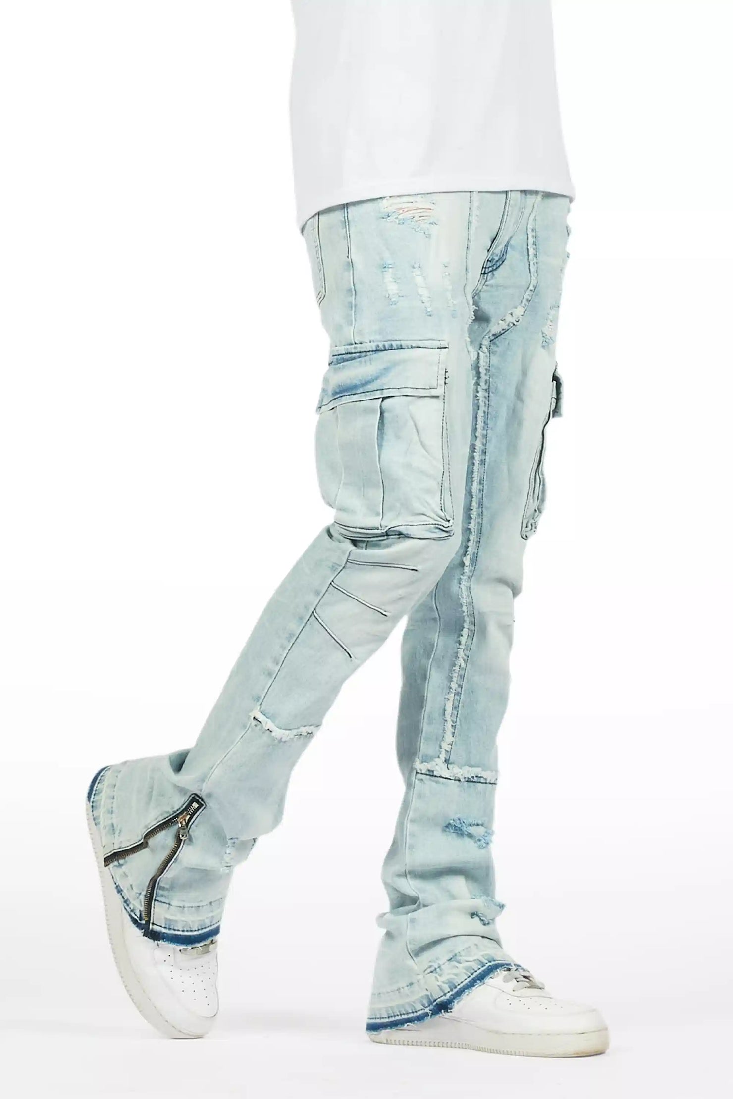 Aftermath Light Blue Stacked Flare Jean
