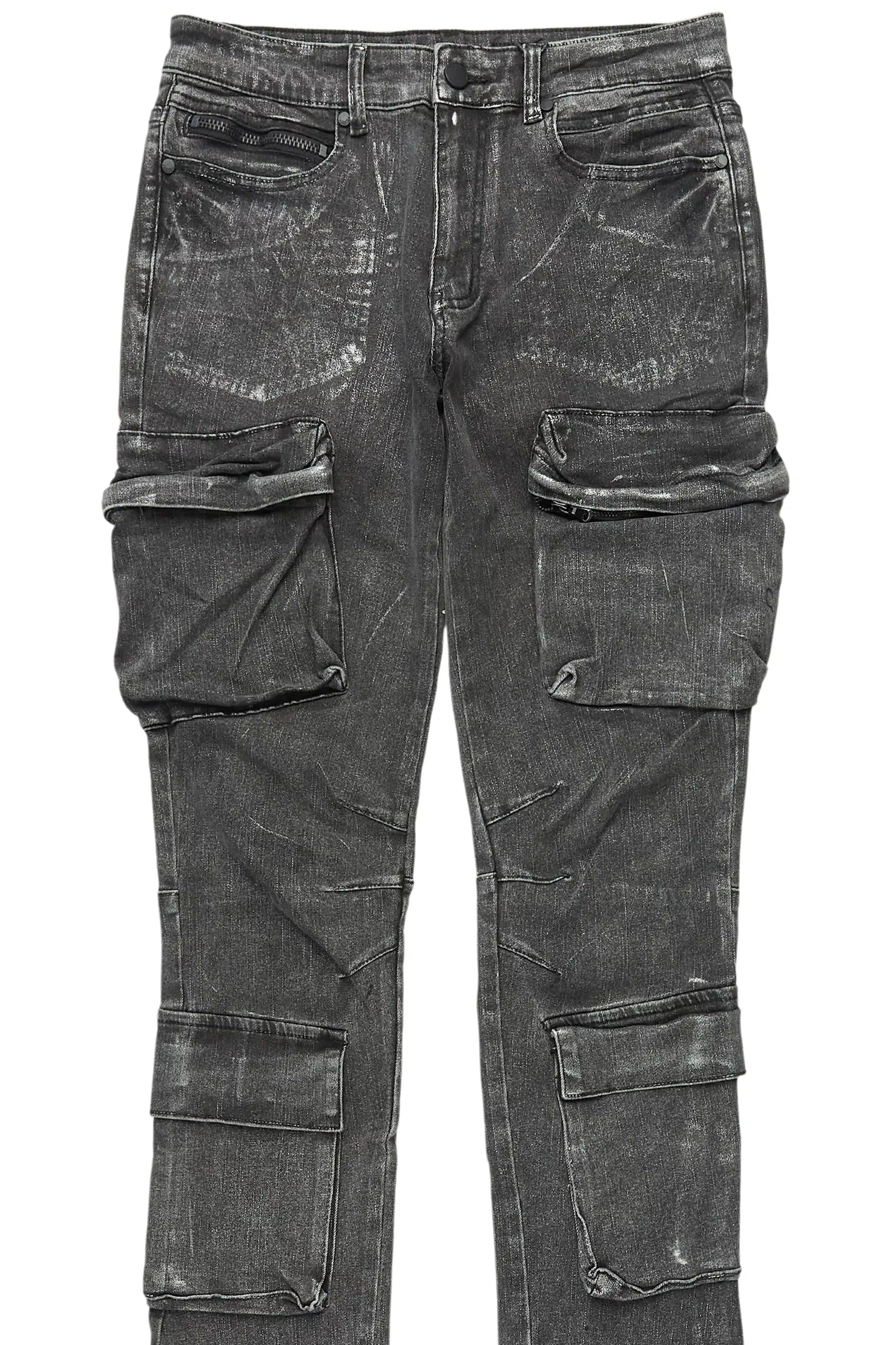 Titan Foil Stacked Flare Jean