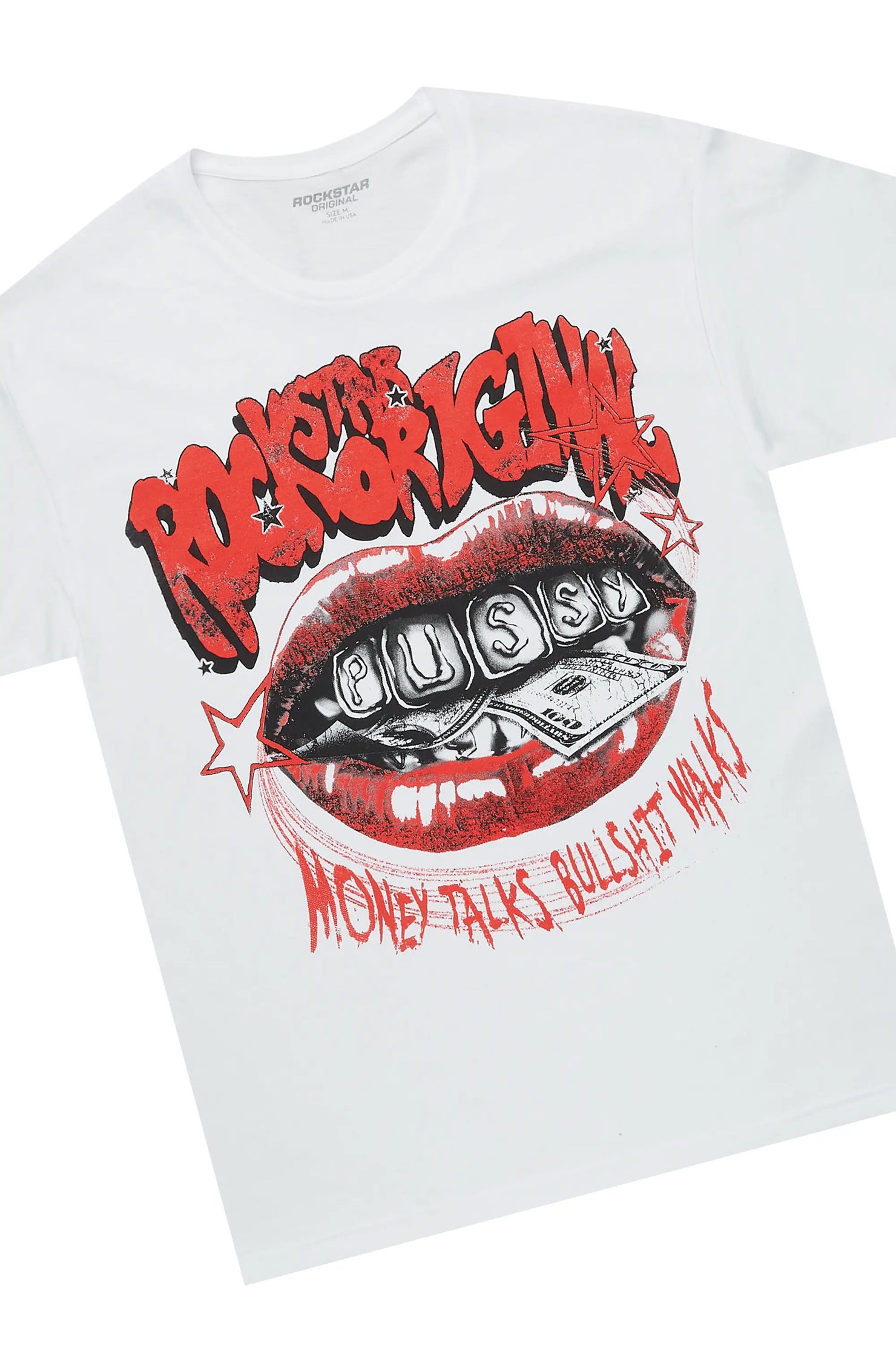 Bloke White/Blue T-Shirt/Stacked Flare Jean Set