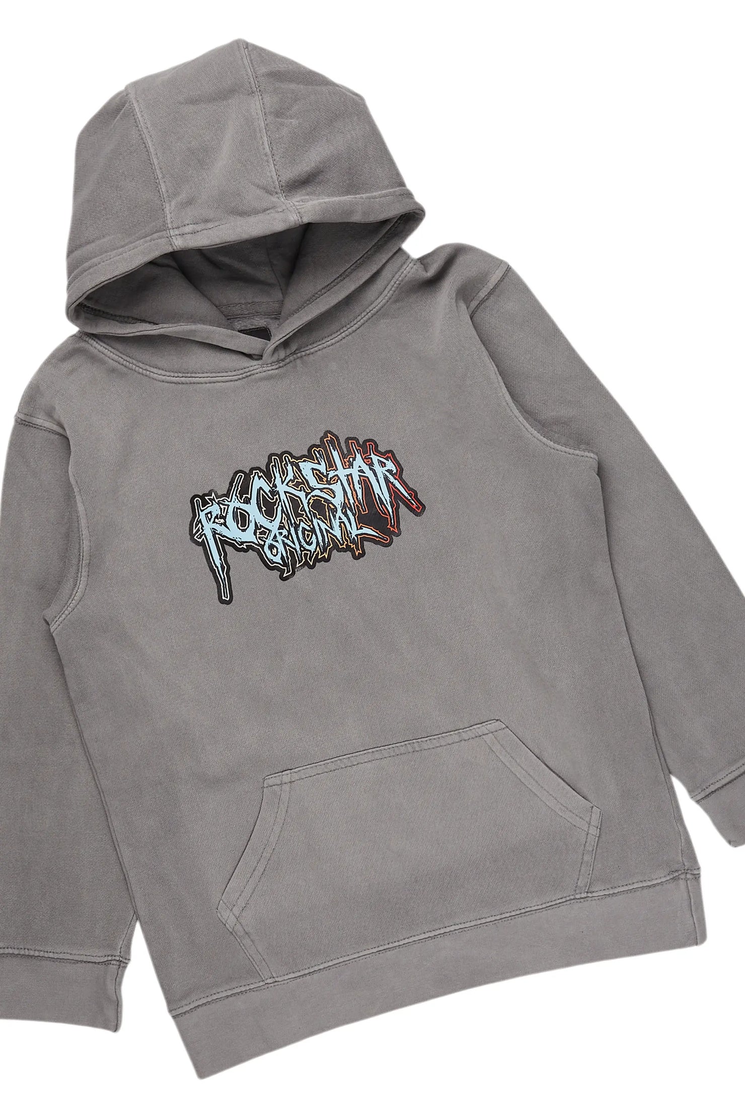 Boys Chad Vintage Grey Hoodie/Stacked Flare Jean Set