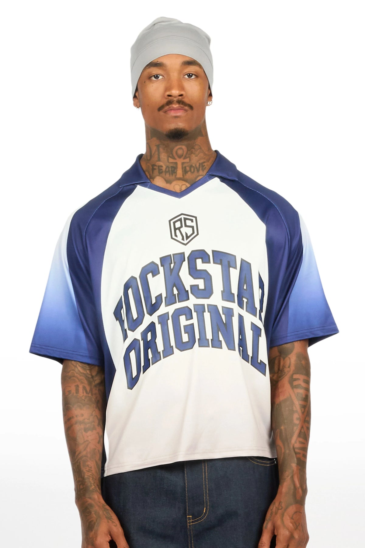 Ricco Blue/White World Soccer Inspired Graphic Jersey