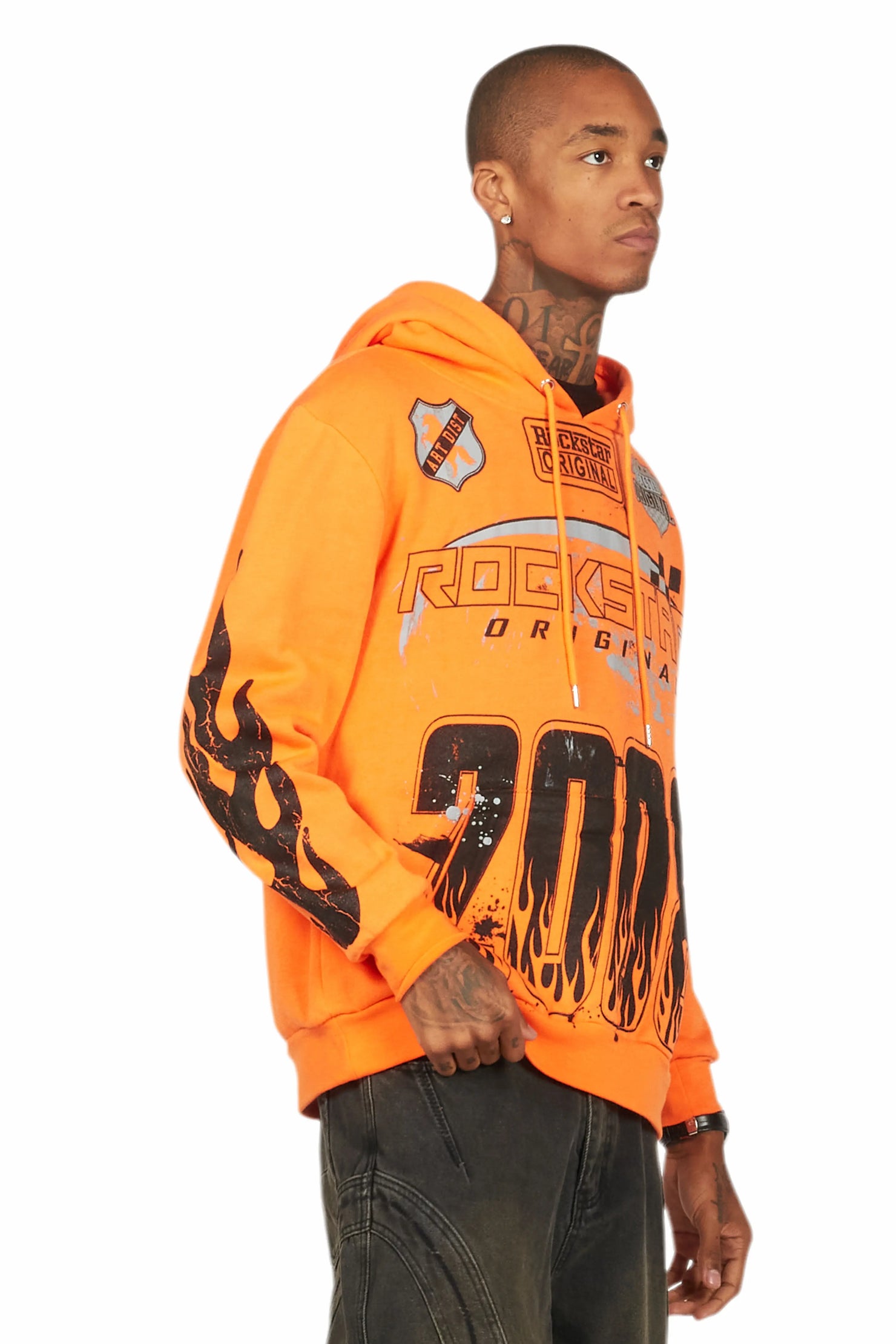 Amos Orange Graphic Relaxed Hoodie