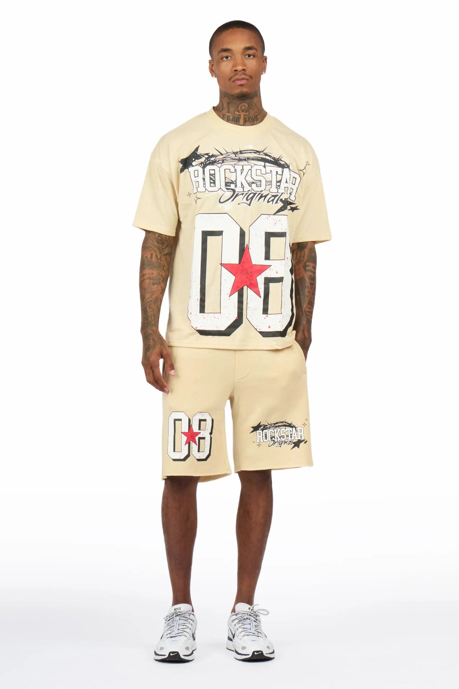 Allstar Beige/White T-Shirt Short Set