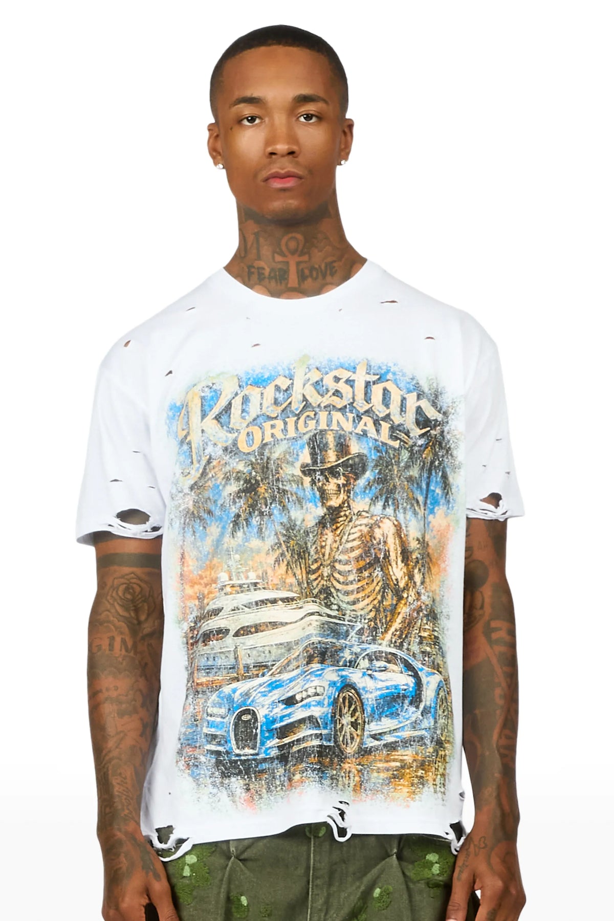 Cadenzo White Oversized Graphic T-Shirt