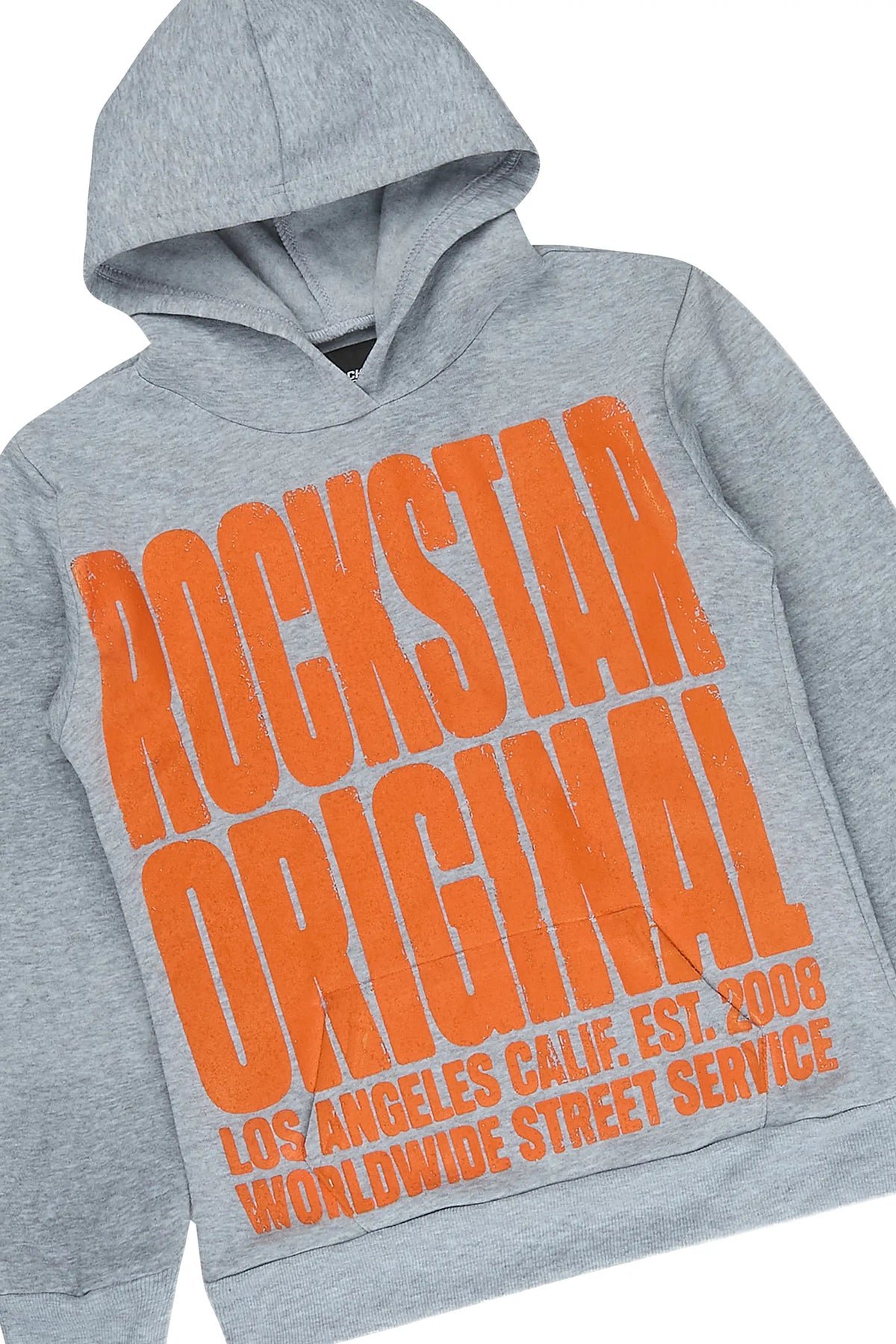 Boys Silt Heather Grey/Orange Hoodie Stacked Track Set