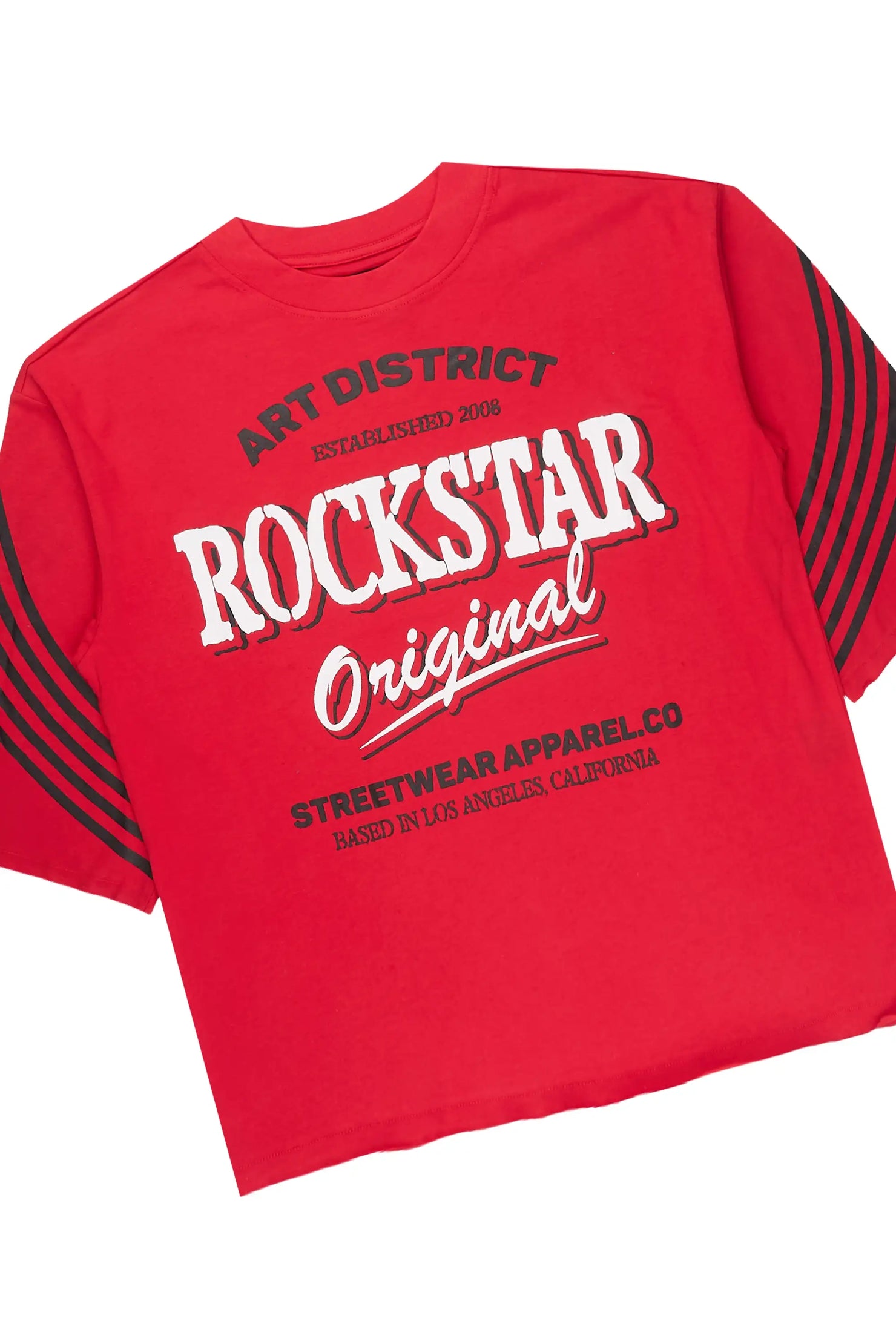 Soe Red T-Shirt/Double Waisted Relaxed Track Set