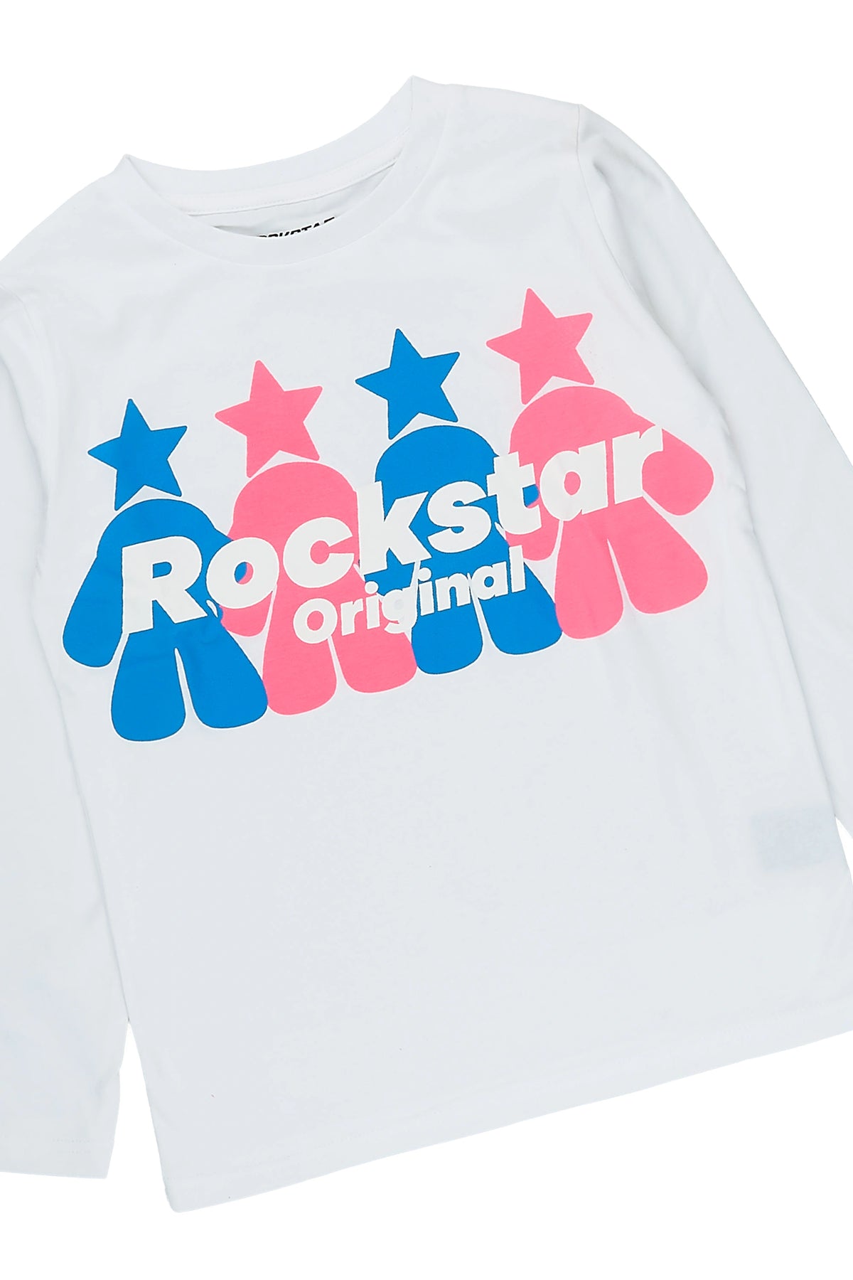 Girls Villana White/Pink Long Sleeve T-Shirt Stacked Jean Set