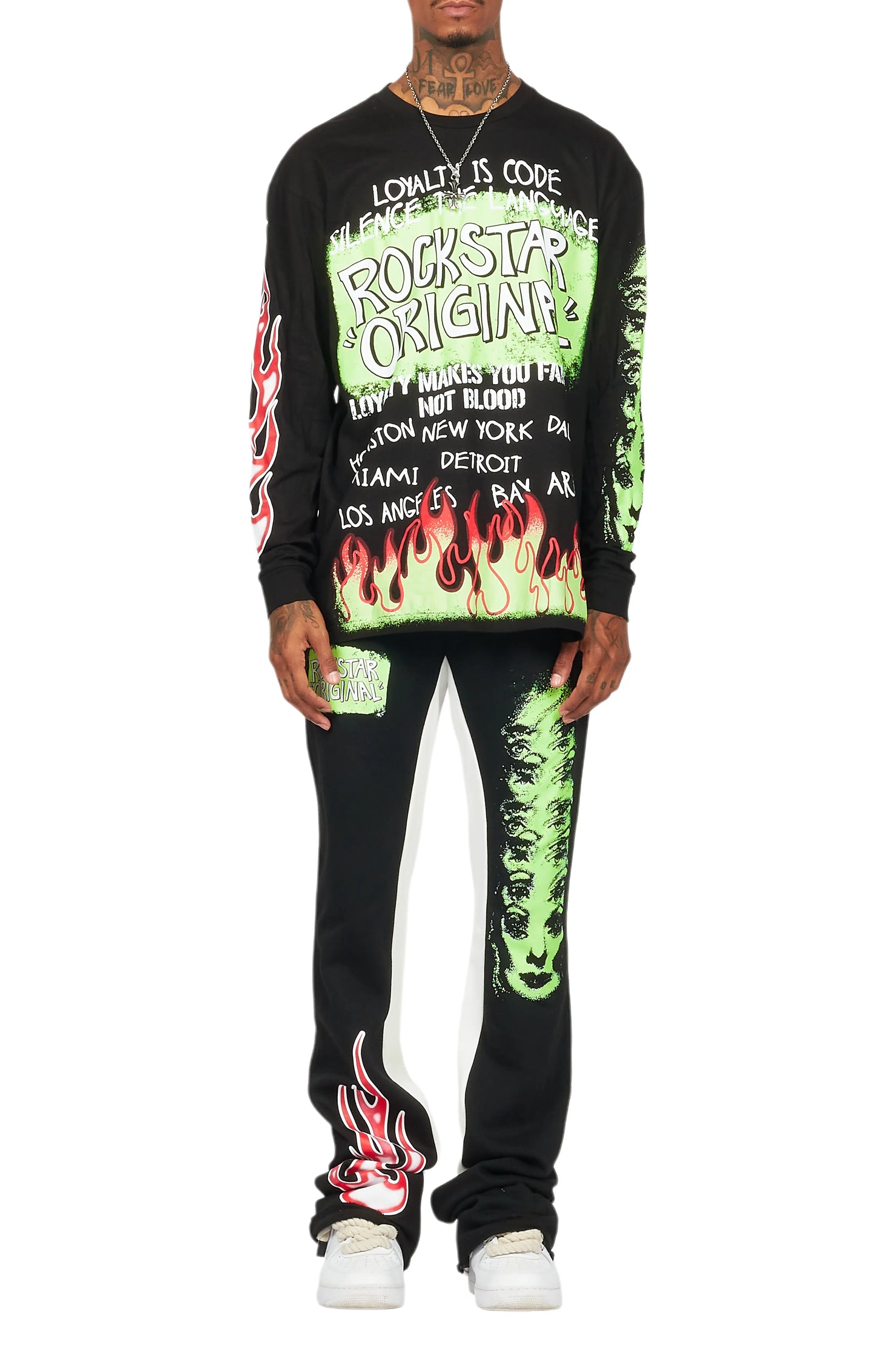 Beno Black Long Sleeve T-Shirt/Baggy Pant Set